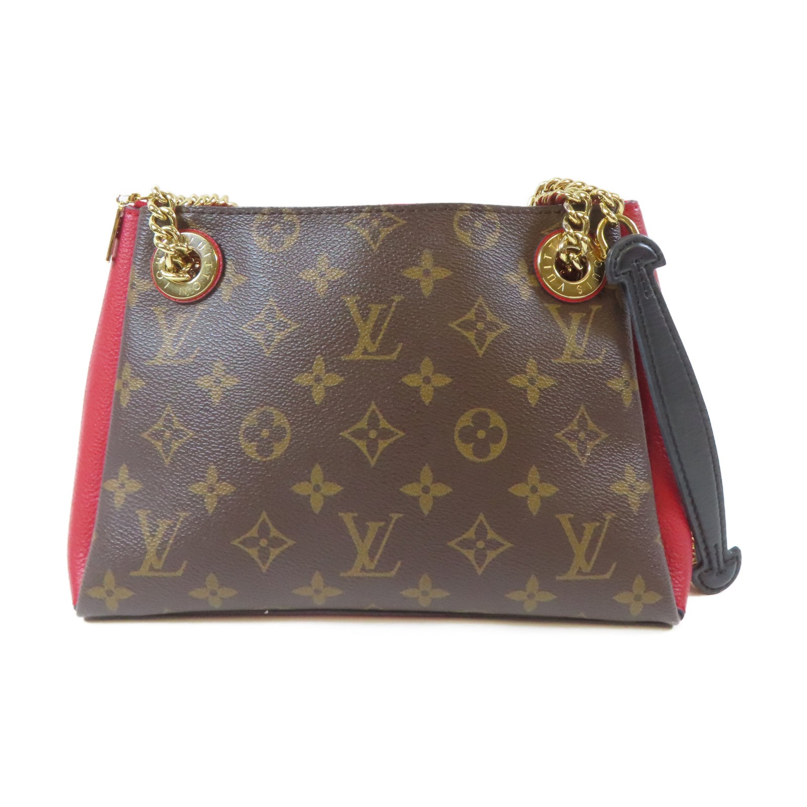 LOUIS VUITTON 【清倉大減價】Monogram Surene BB金扣肩背袋啡色/紅色