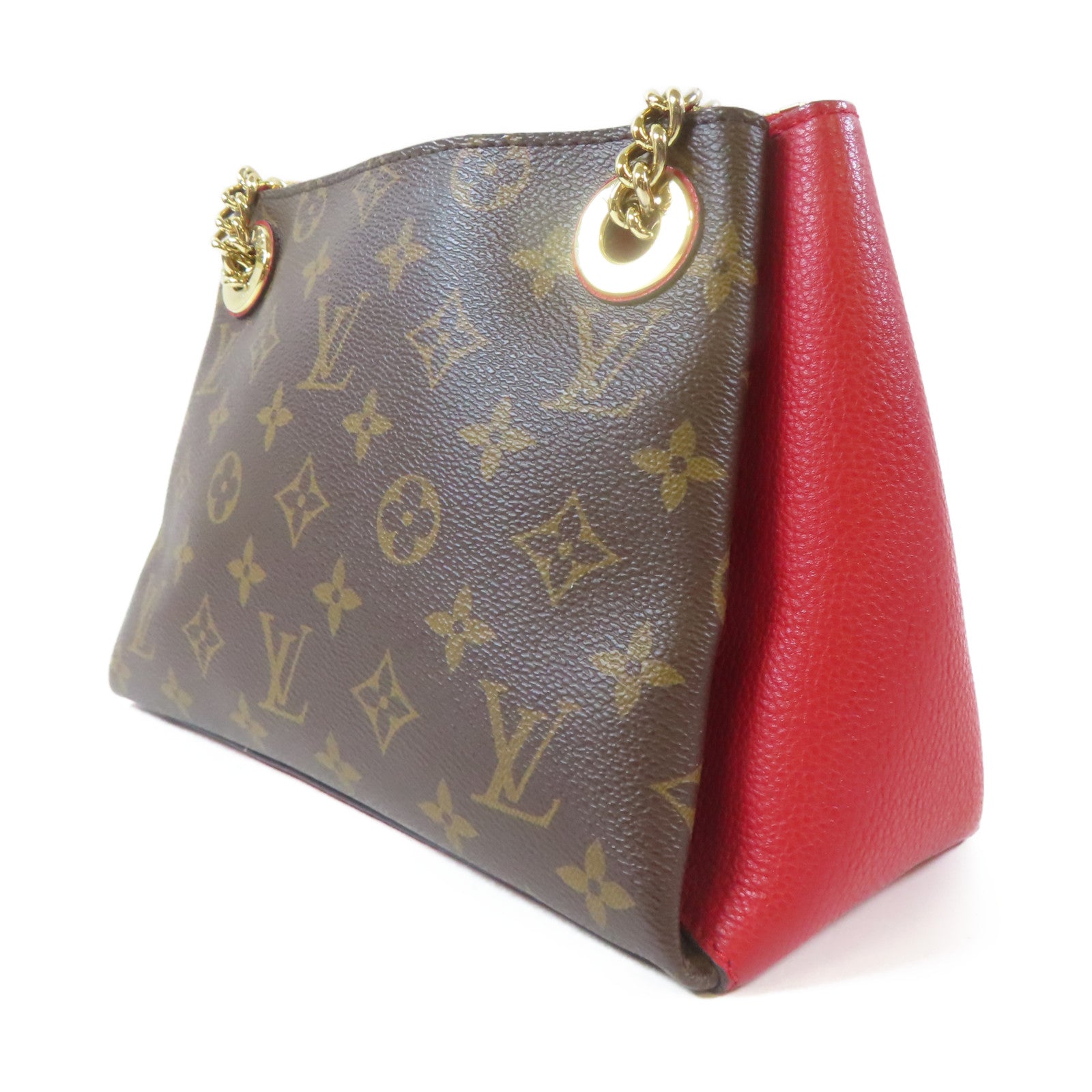 LOUIS VUITTON 【清倉大減價】Monogram Surene BB金扣肩背袋啡色/紅色