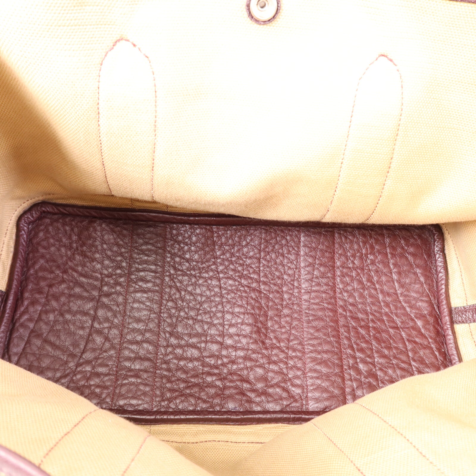 HERMES Wool Fabric/Negonda皮革Garden Party PM銀扣手挽袋Burgundy