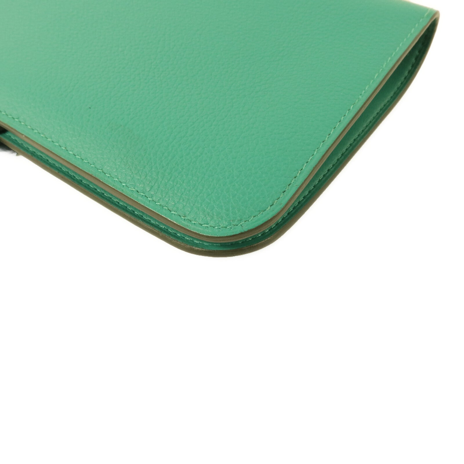 HERMES Evercolor皮革Dogon GM長錢包Vert Verone