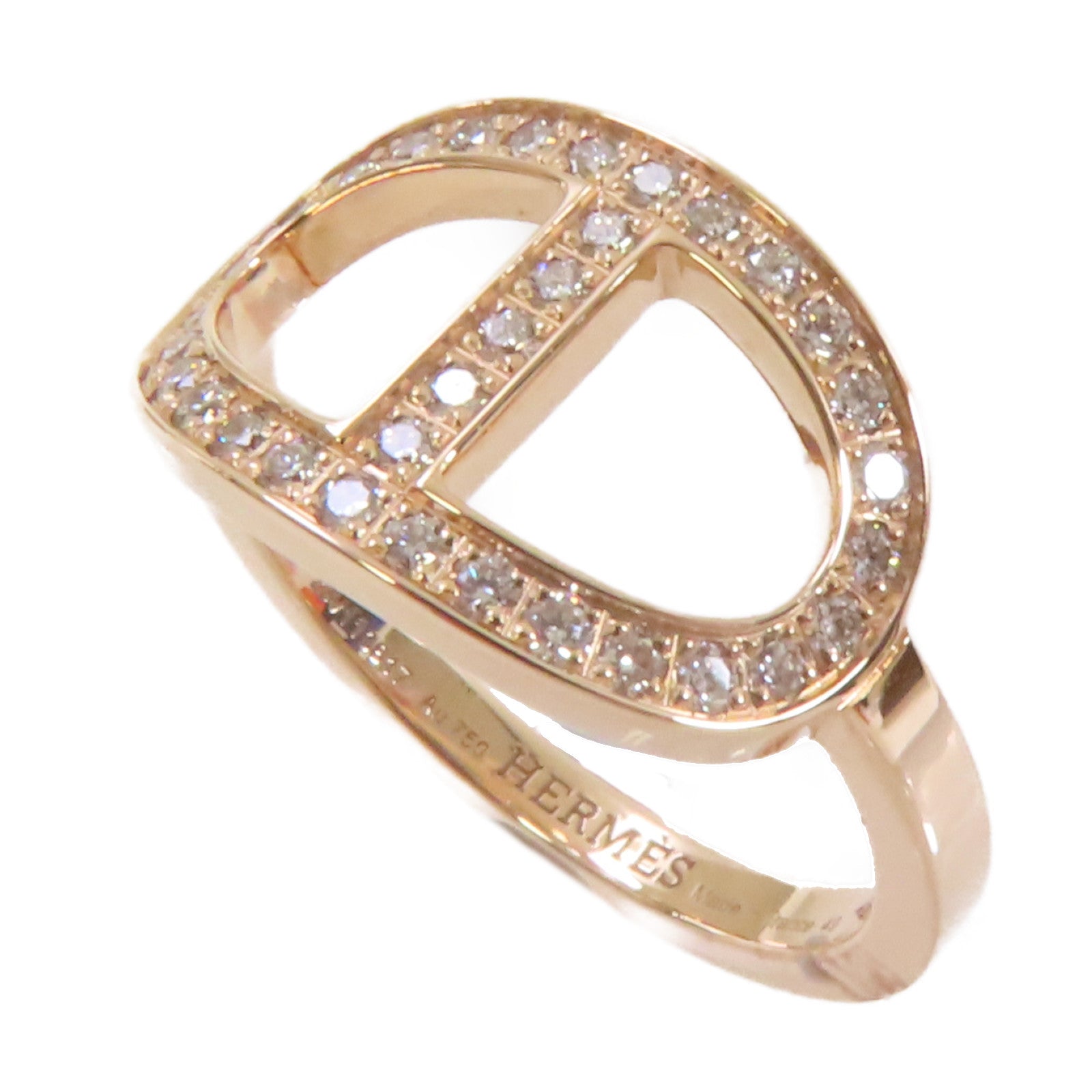 HERMES **【激減優惠】18K玫瑰金/鑽石Bague Chaine d'ancre Ring戒指#49/US#5