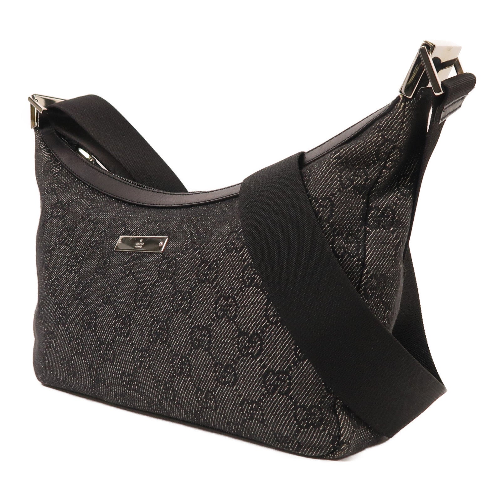 GUCCI 帆布Shoulder Bag銀扣肩背袋