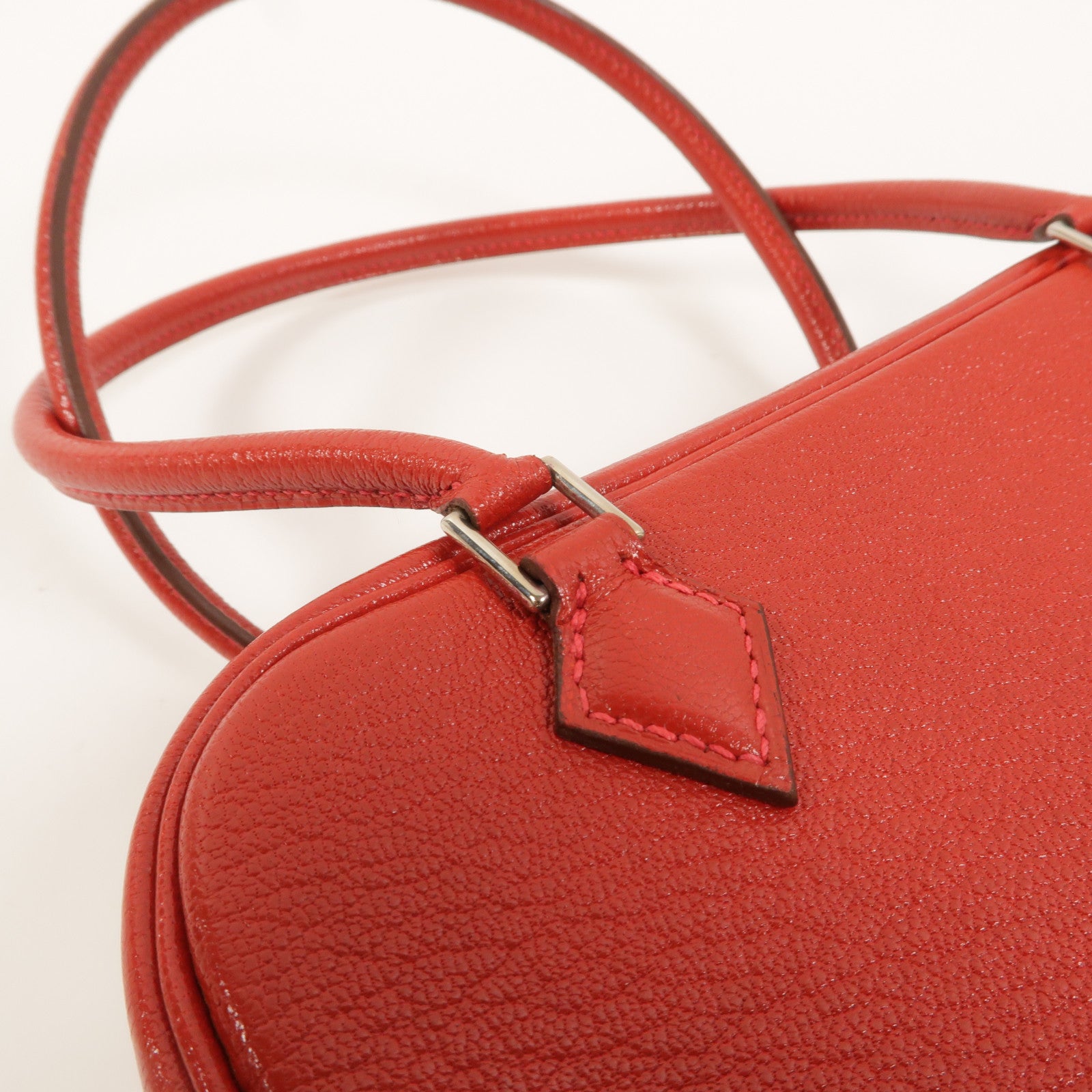 HERMES Chevre皮革Mini Plume手挽袋Rouge Garance