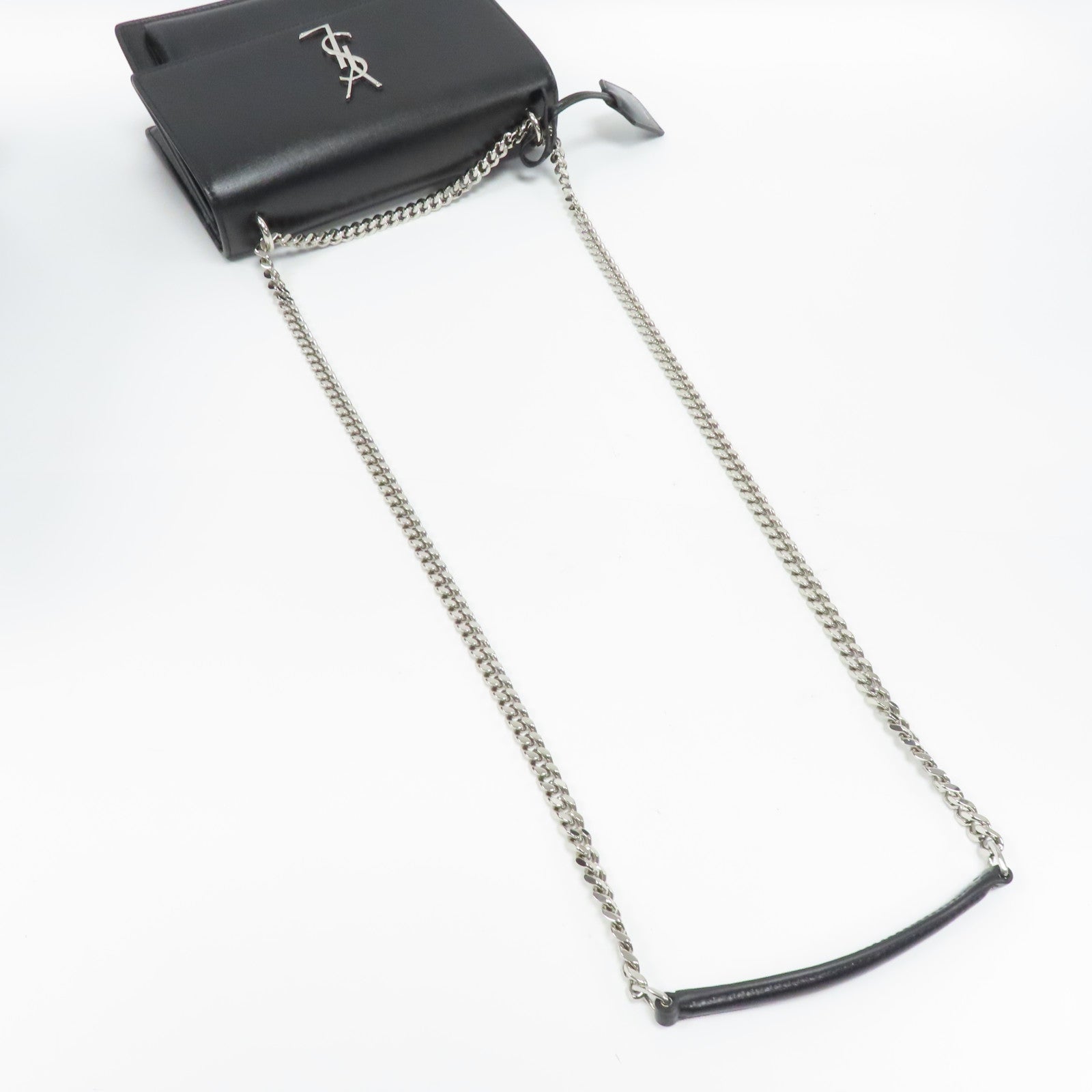 SAINT LAURENT 牛皮皮革Sunset Medium銀扣鏈帶肩背袋黑色