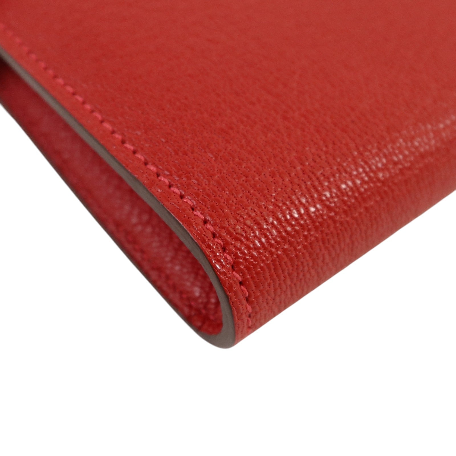 HERMES Chevre皮革Kelly Wallet銀扣長錢包Rouge Vif