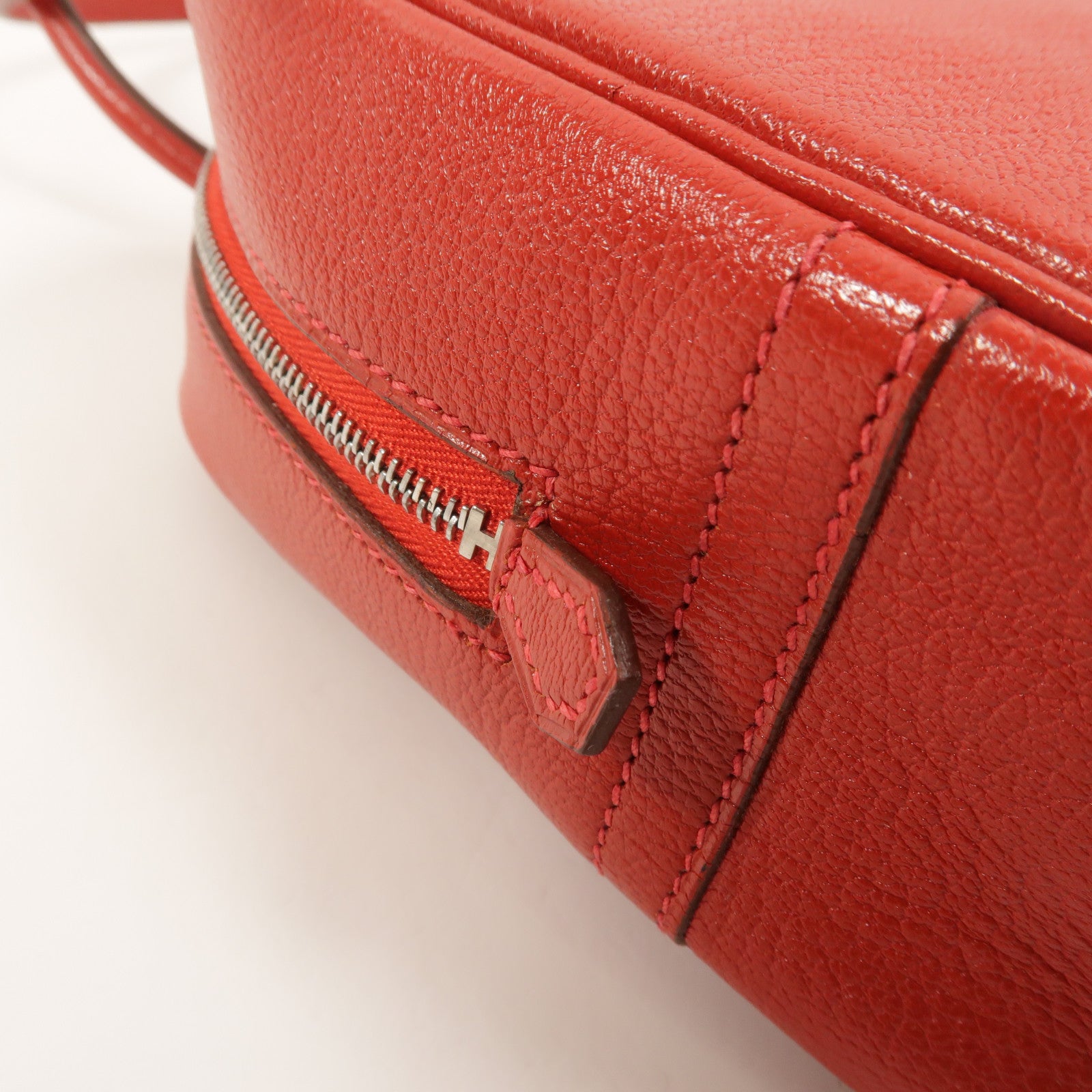 HERMES Chevre皮革Mini Plume手挽袋Rouge Garance