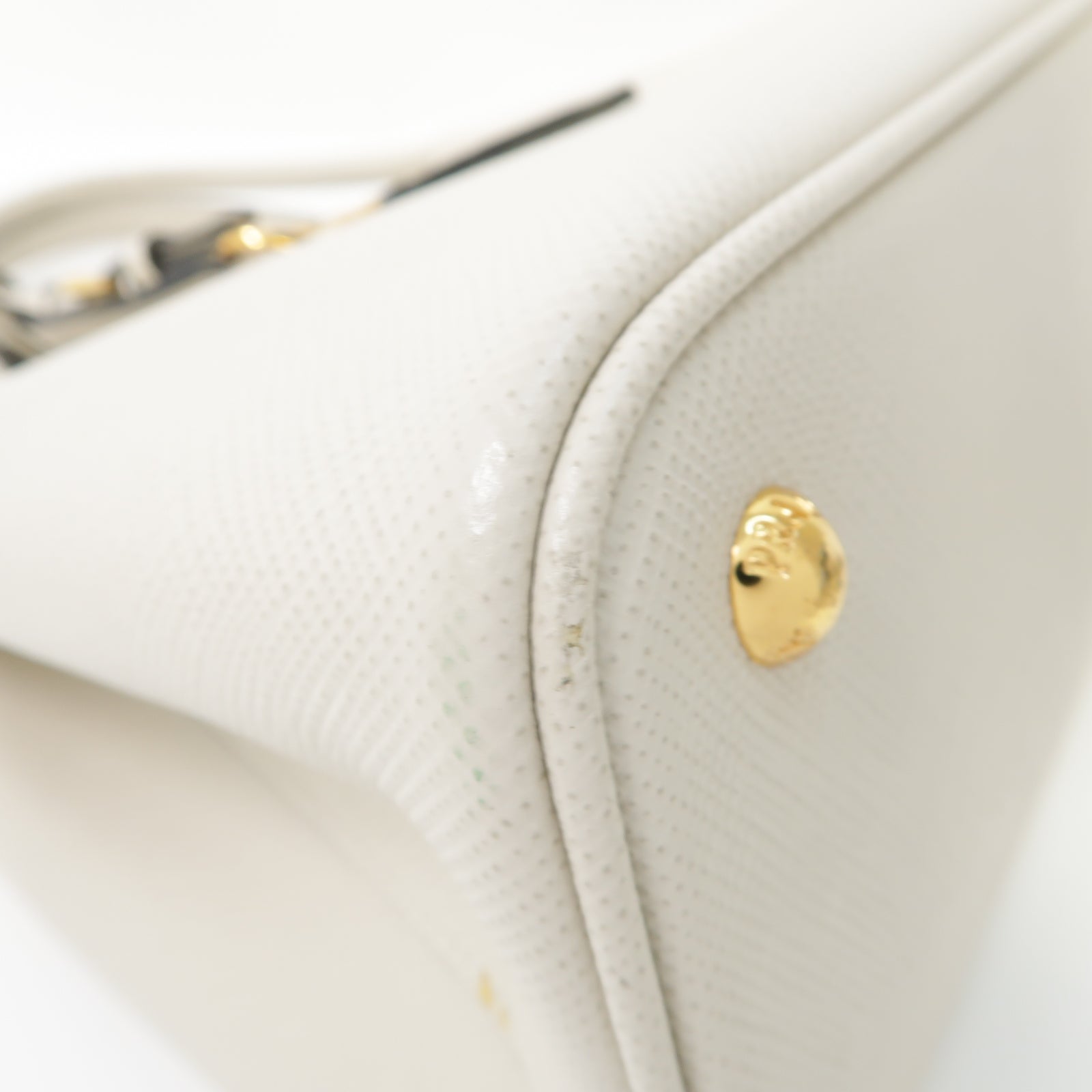 PRADA 牛皮皮革2 Way Tote Bag金扣手挽肩背兩用袋白色