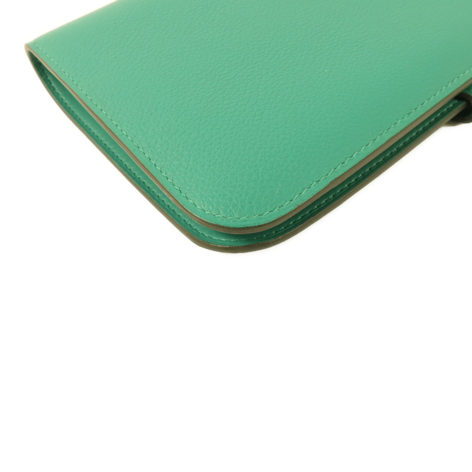 HERMES Evercolor皮革Dogon GM長錢包Vert Verone