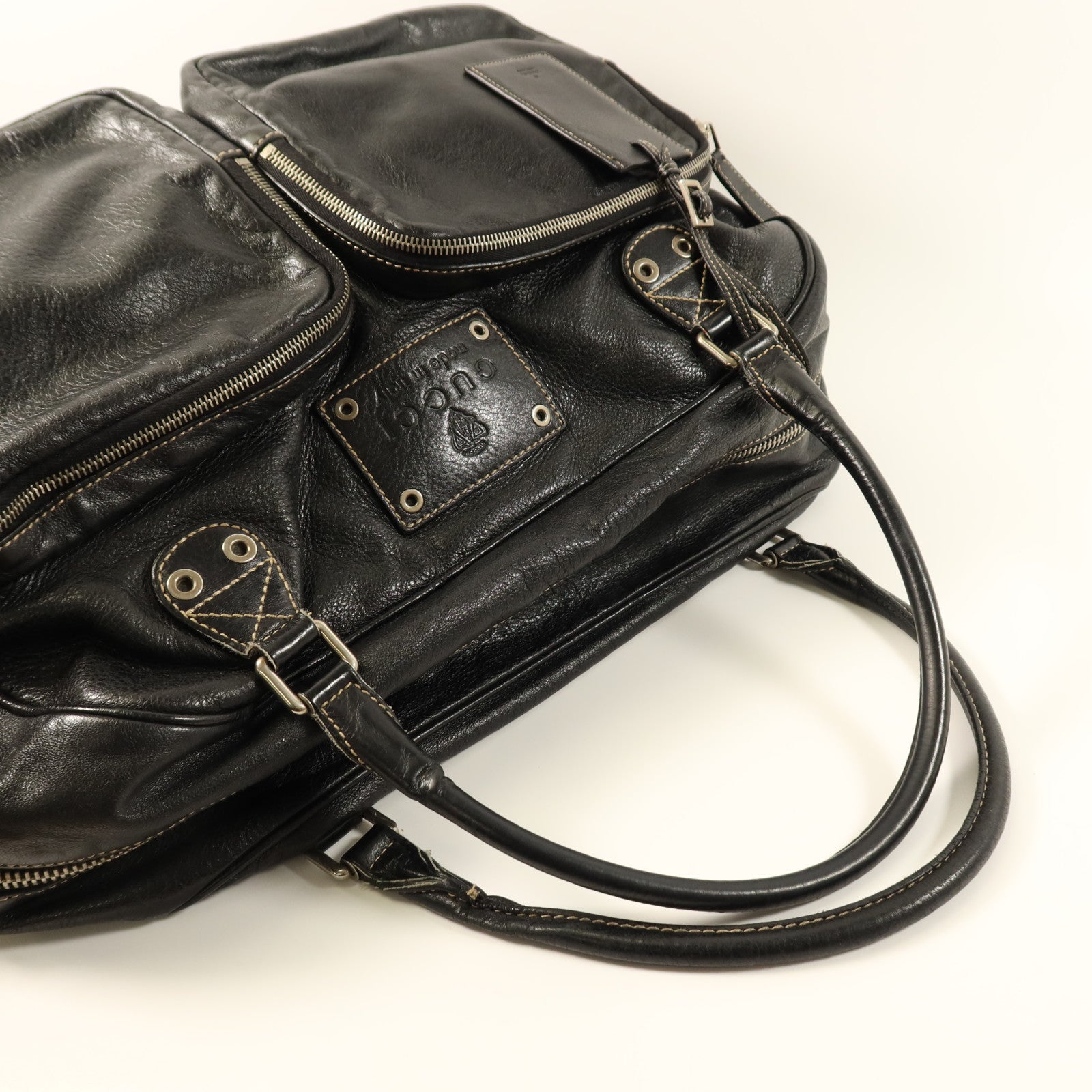 GUCCI Hysteria皮革Duffle Bag銀扣肩背袋