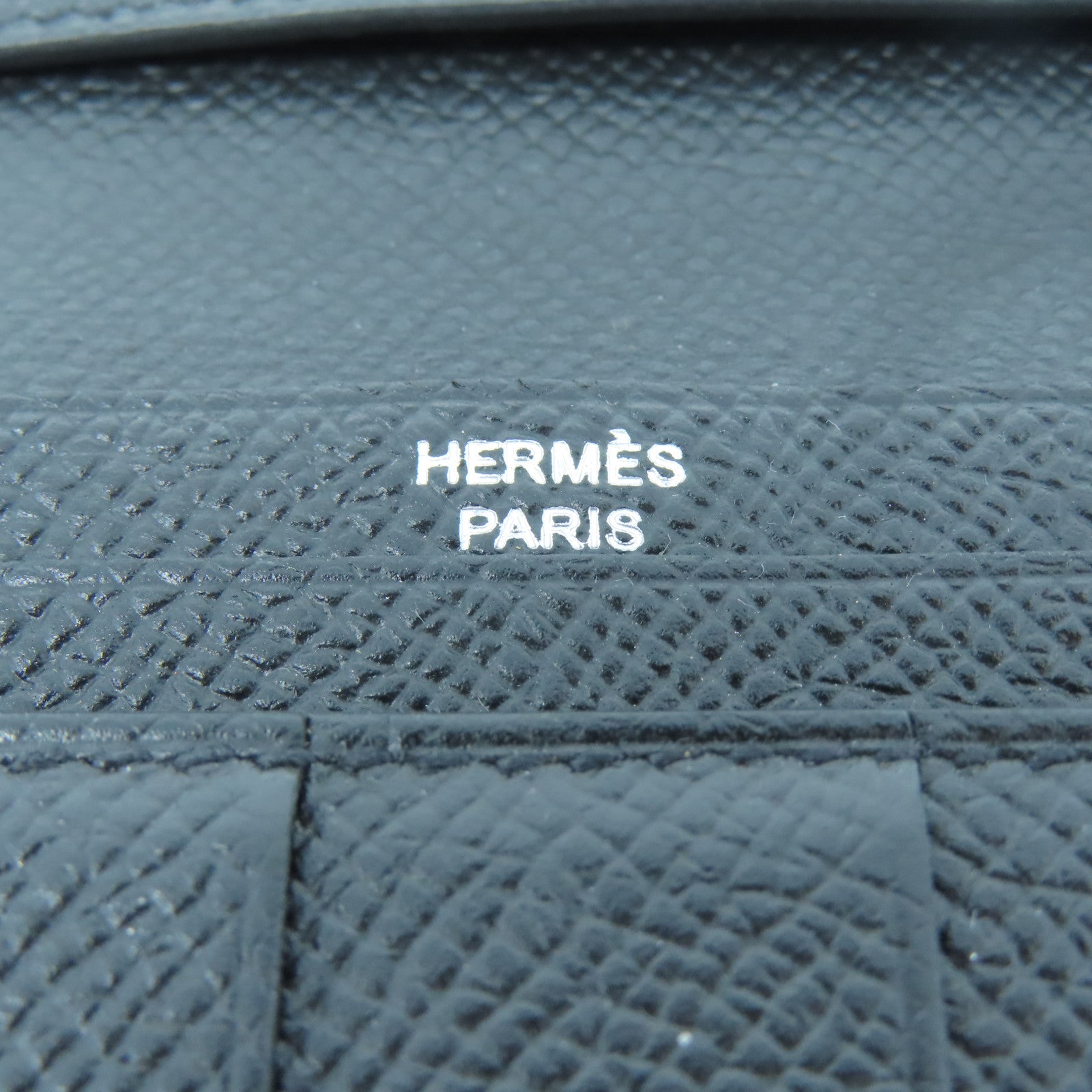HERMES 【清倉大減價】Epsom皮革Bearn bi-fold銀扣長錢包經典黑色