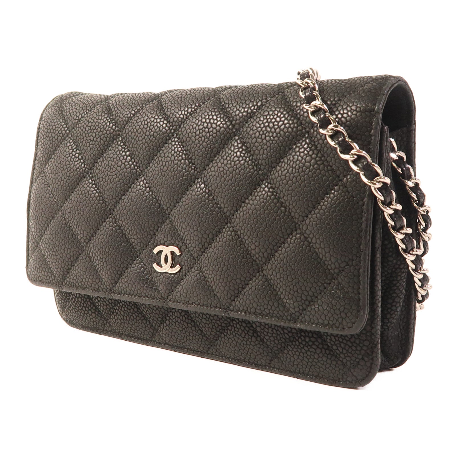 CHANEL 牛皮皮革WOC Wallet On Chain銀扣鏈帶肩背袋