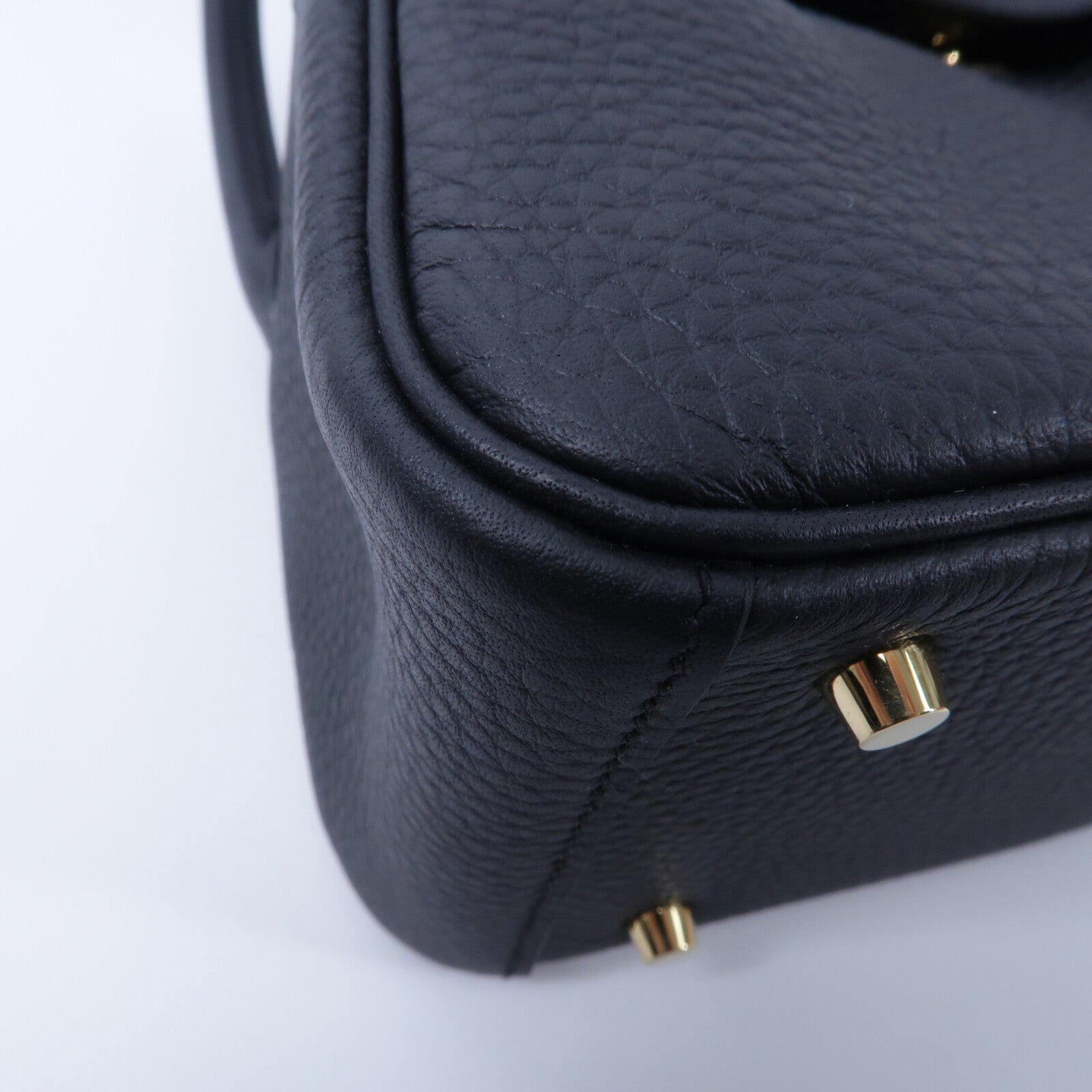 HERMES Clemence皮革Mini Lindy手挽肩背兩用袋Noir