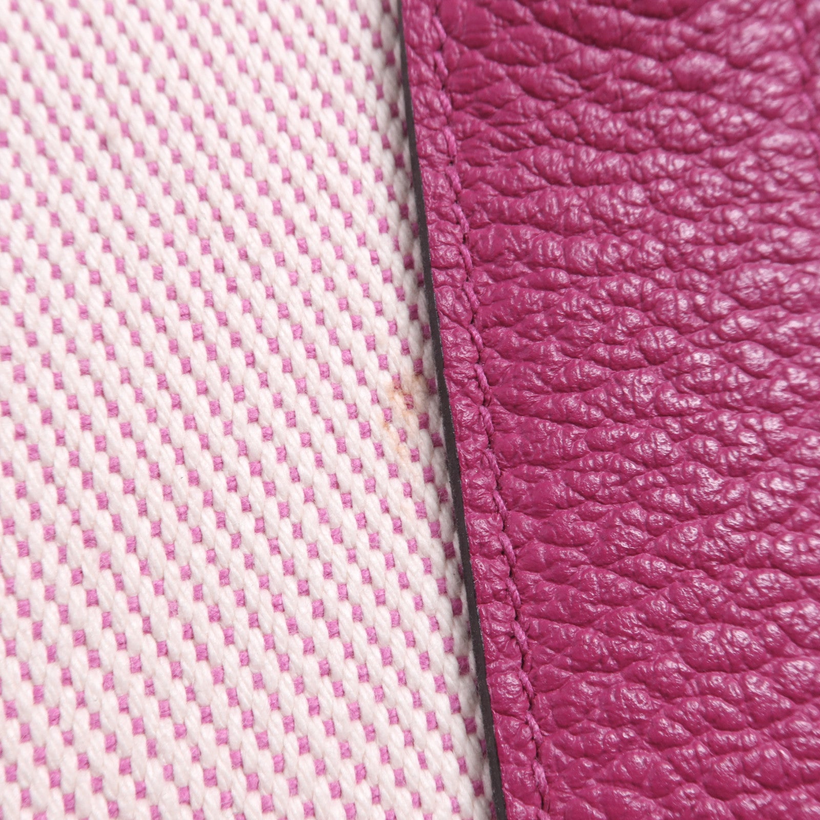 HERMES 帆布/皮革Garden Party PM銀扣手挽袋Rose Pourpre