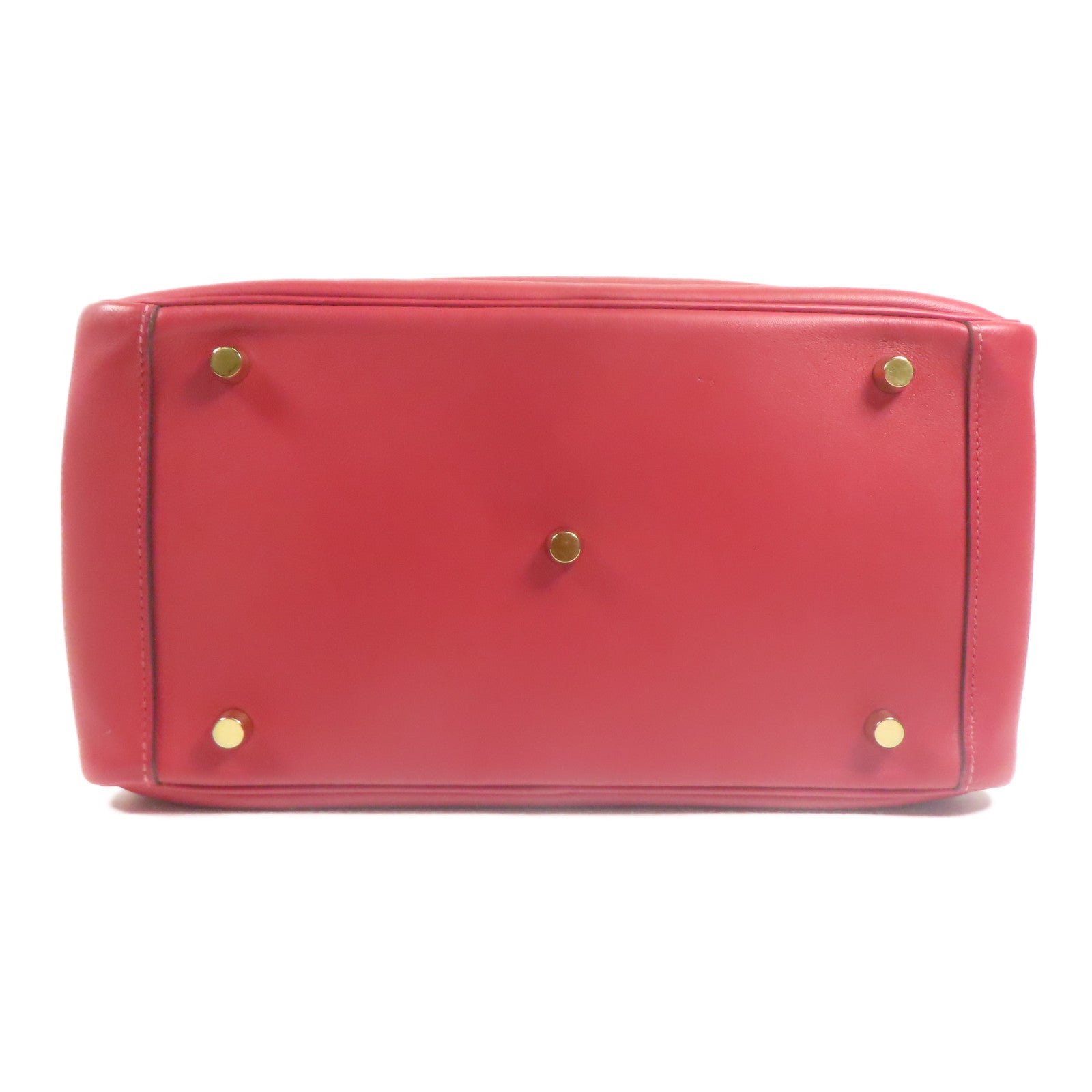 HERMES GHW Lindy 30 2 Way Shoulder Bag Veau Swift Leather Rouge Piment Red