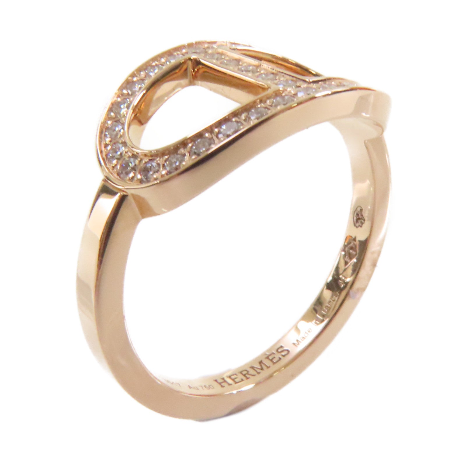 HERMES **【激減優惠】18K玫瑰金/鑽石Bague Chaine d'ancre Ring戒指#49/US#5