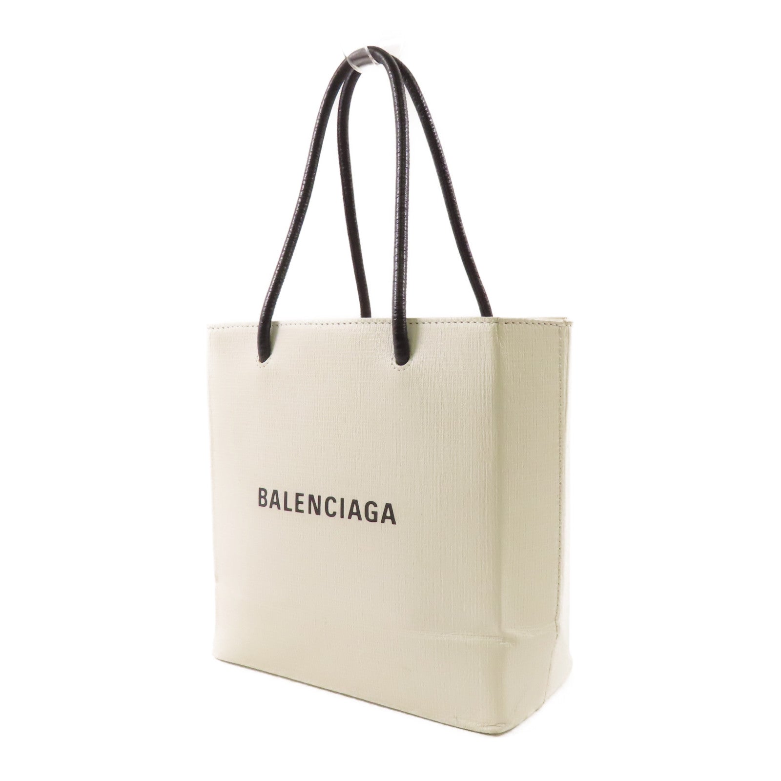BALENCIAGA SHW Shopping Tote XXS 2 Way Shoulder Bag 597858 Leather White