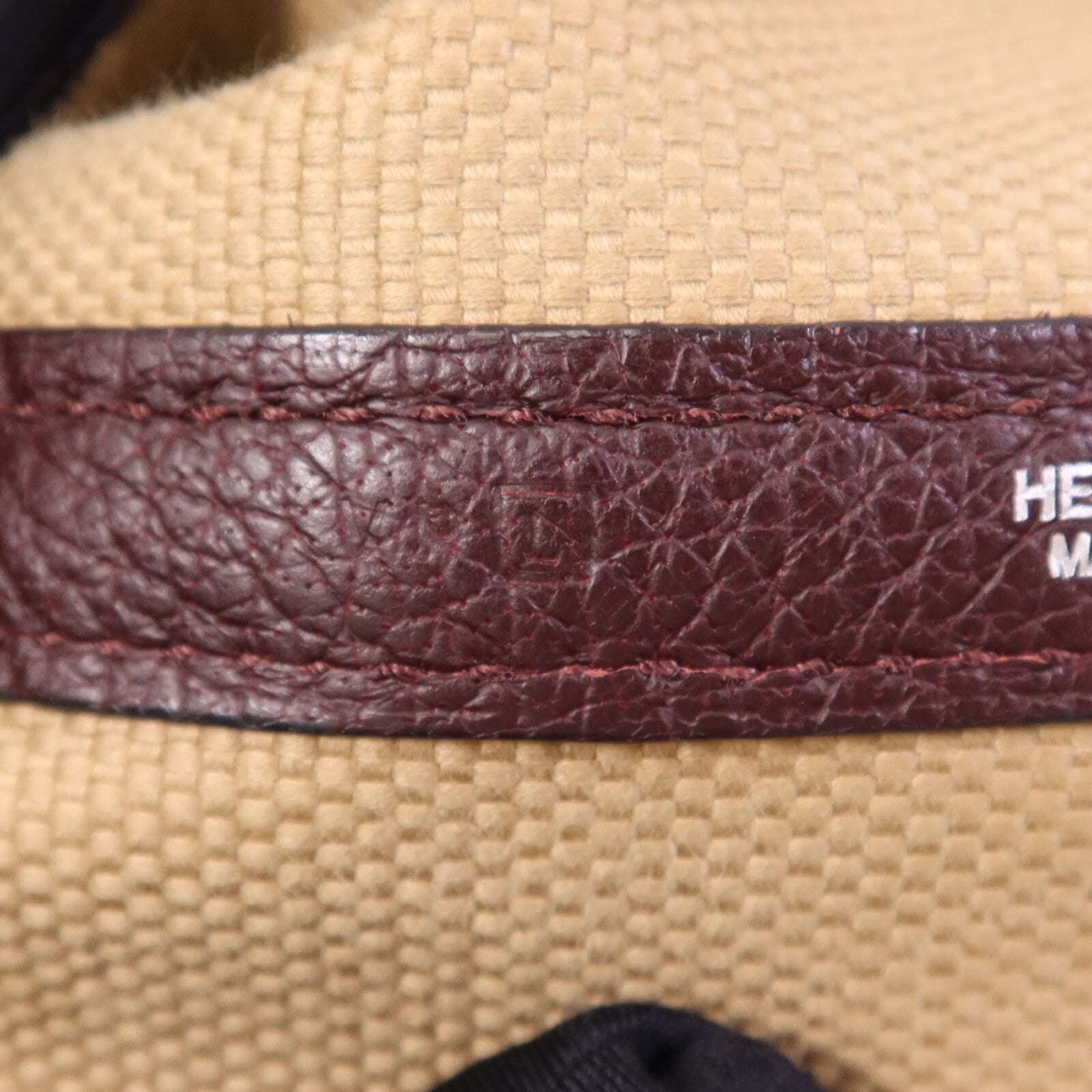 HERMES Wool Fabric/Negonda皮革Garden Party PM銀扣手挽袋Burgundy