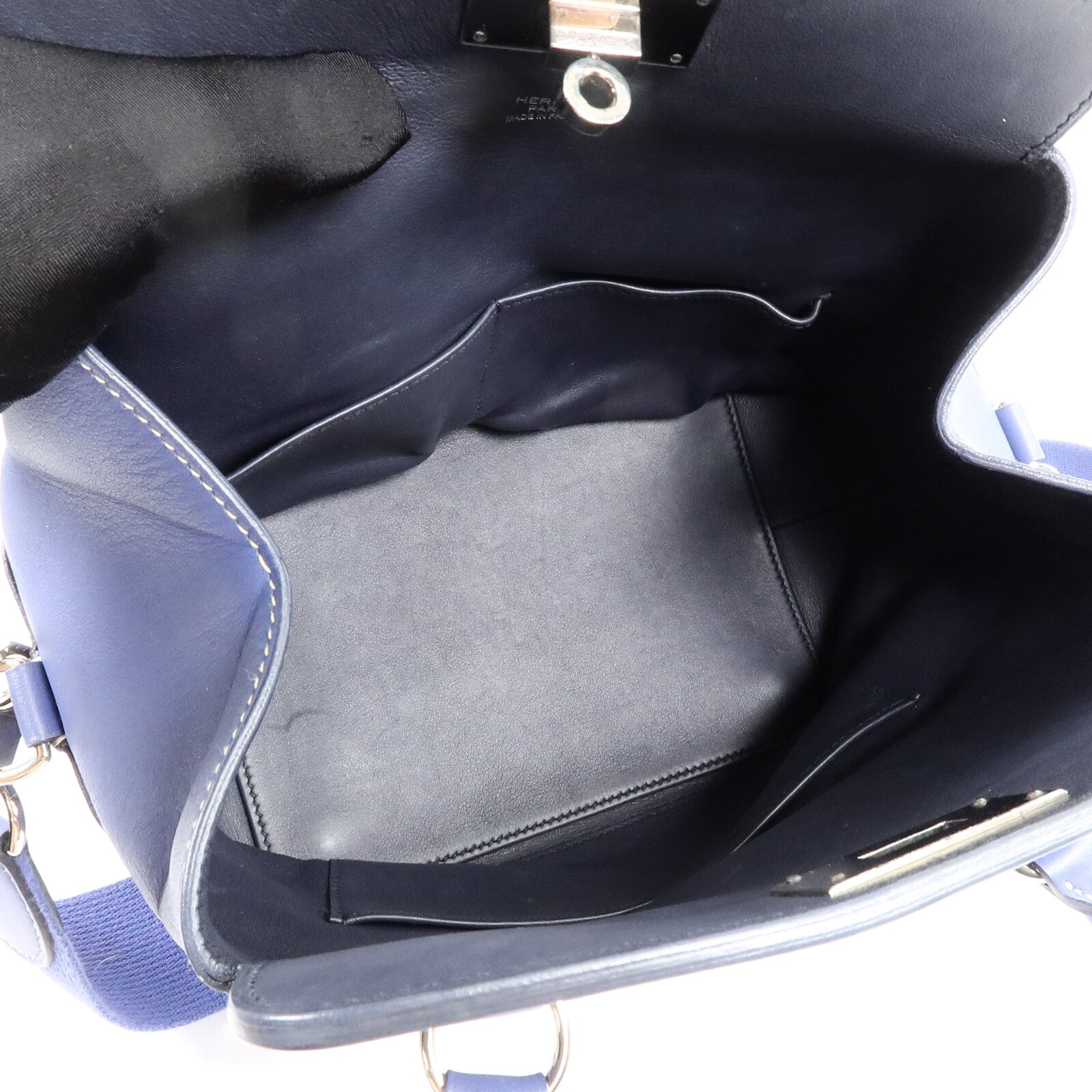 HERMES Evercolor皮革Tool Box 20手挽肩背兩用袋Bleu Agate