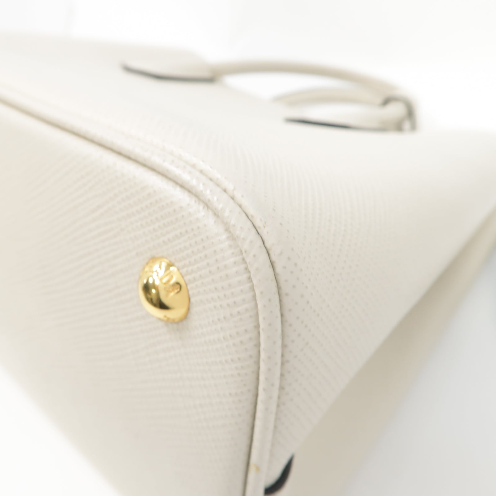 PRADA 牛皮皮革2 Way Tote Bag金扣手挽肩背兩用袋白色