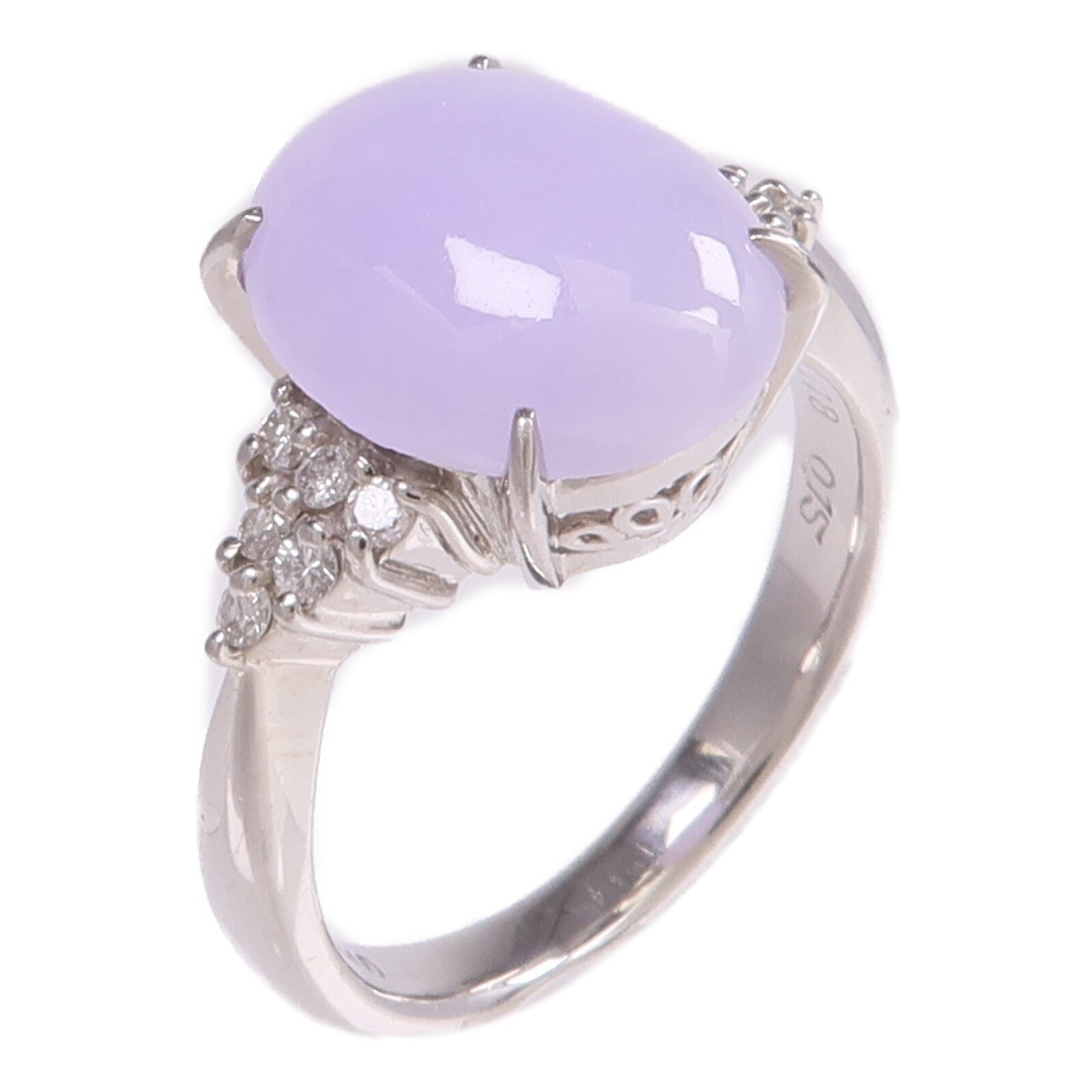 JEWELRY PT900鉑金Lavender Jade Diamond Ring薰衣草翡翠/鑽石戒指US#6.75