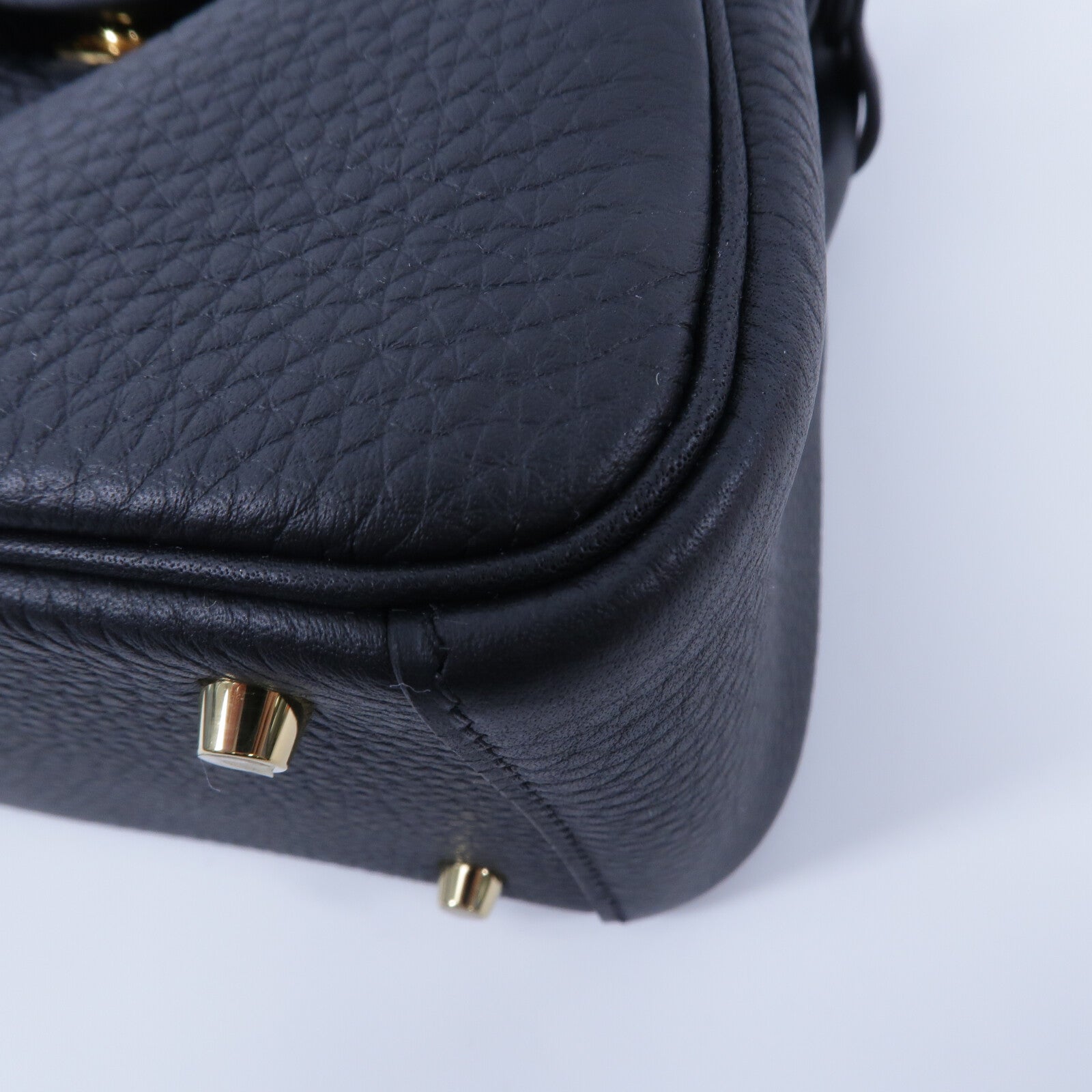 HERMES Clemence皮革Mini Lindy手挽肩背兩用袋Noir