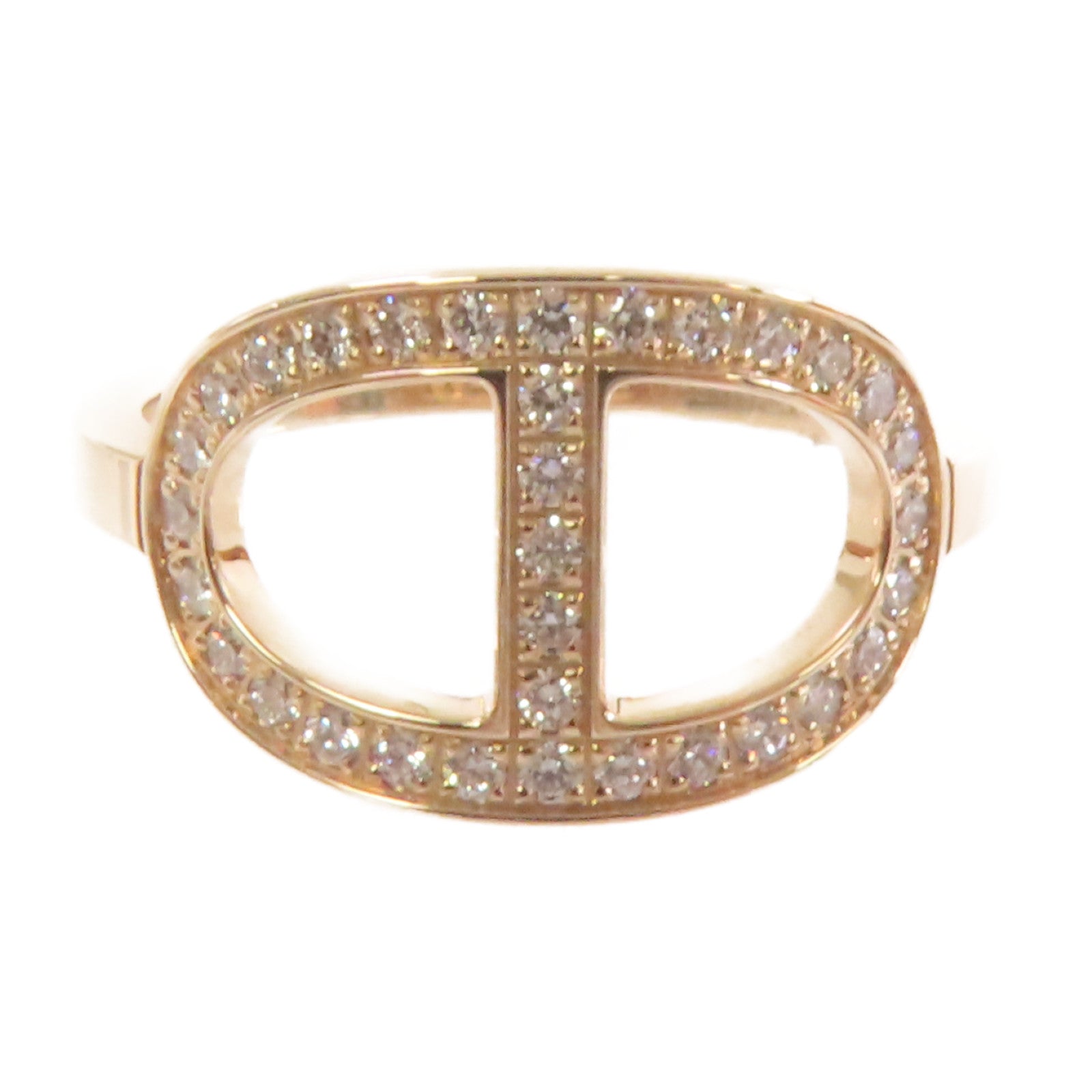 HERMES **【激減優惠】18K玫瑰金/鑽石Bague Chaine d'ancre Ring戒指#49/US#5