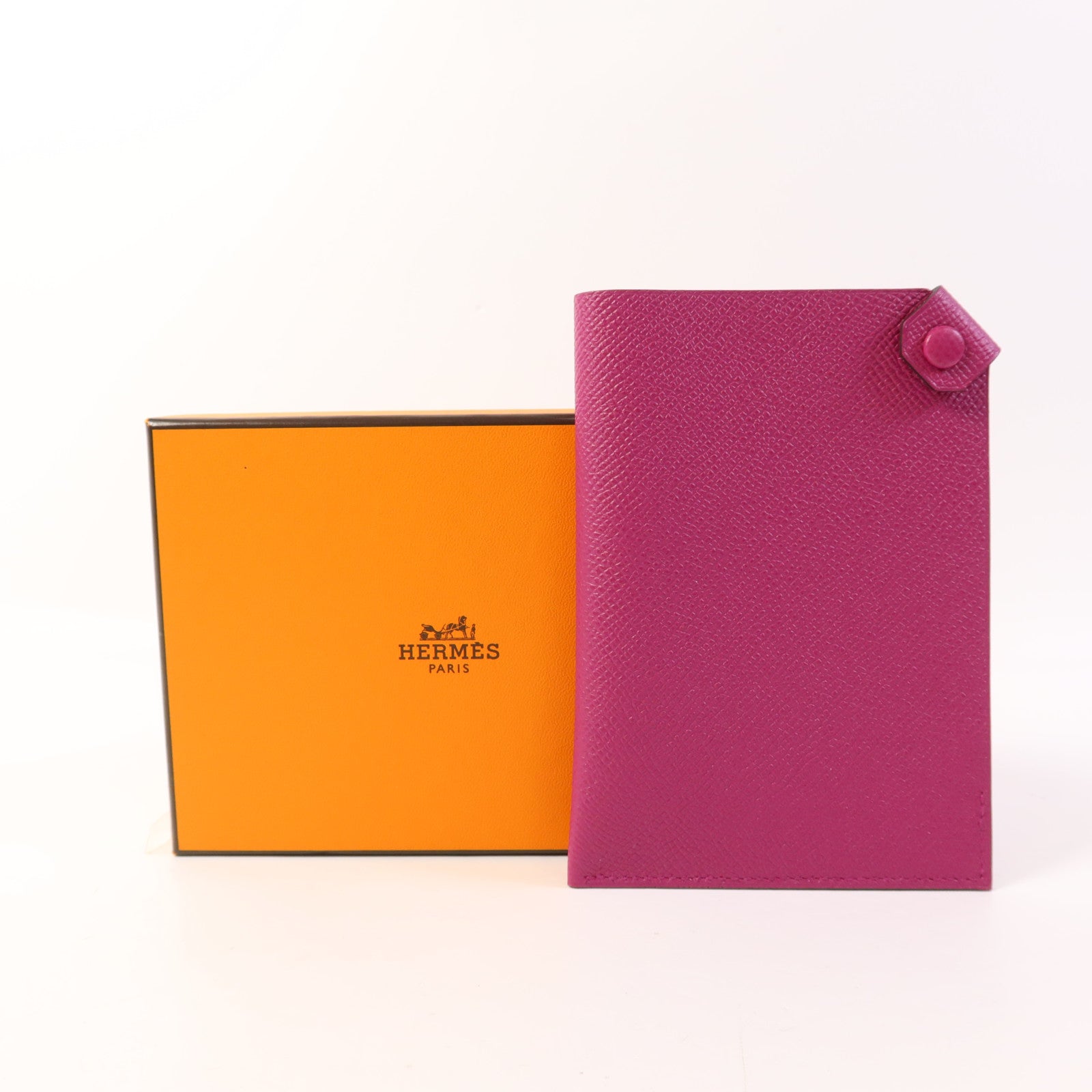 HERMES Epsom皮革Passpart Case銀扣護照套Rose Purple