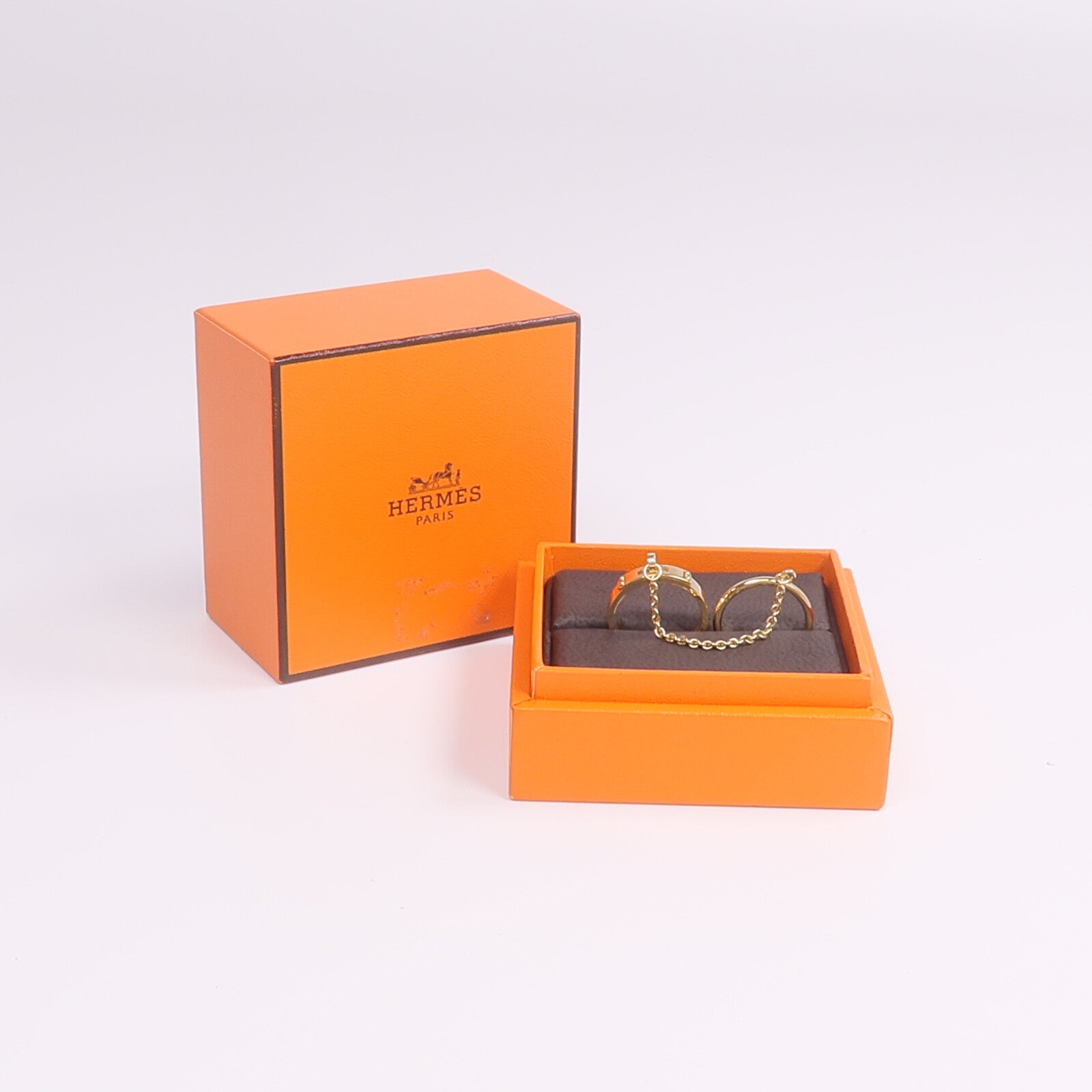 HERMES 18K黃金Bague Kelly TPM Double戒指Hermes#50/US#5.25