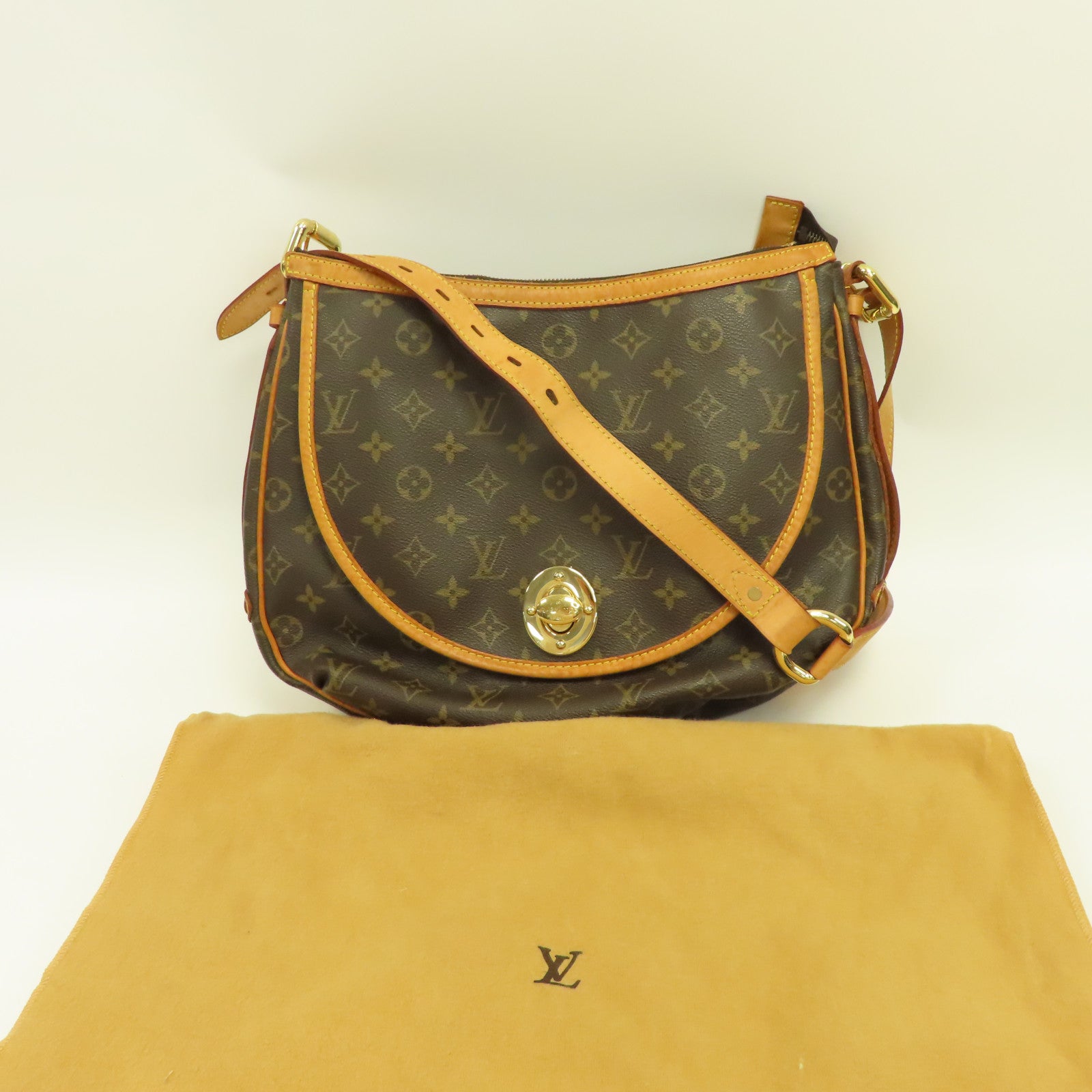 LOUIS VUITTON Monogram Tulum GM金扣肩背袋啡色