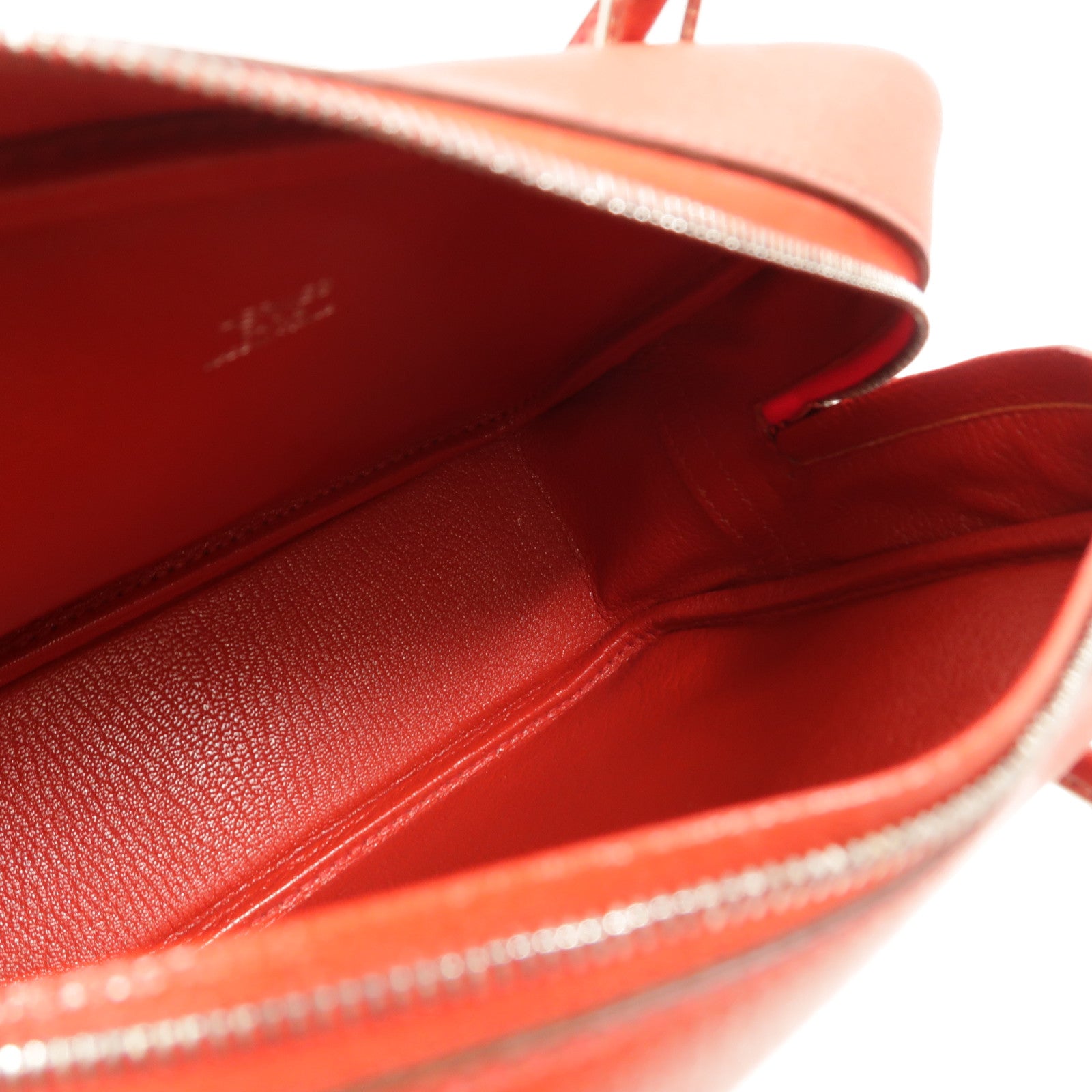 HERMES Chevre皮革Mini Plume手挽袋Rouge Garance