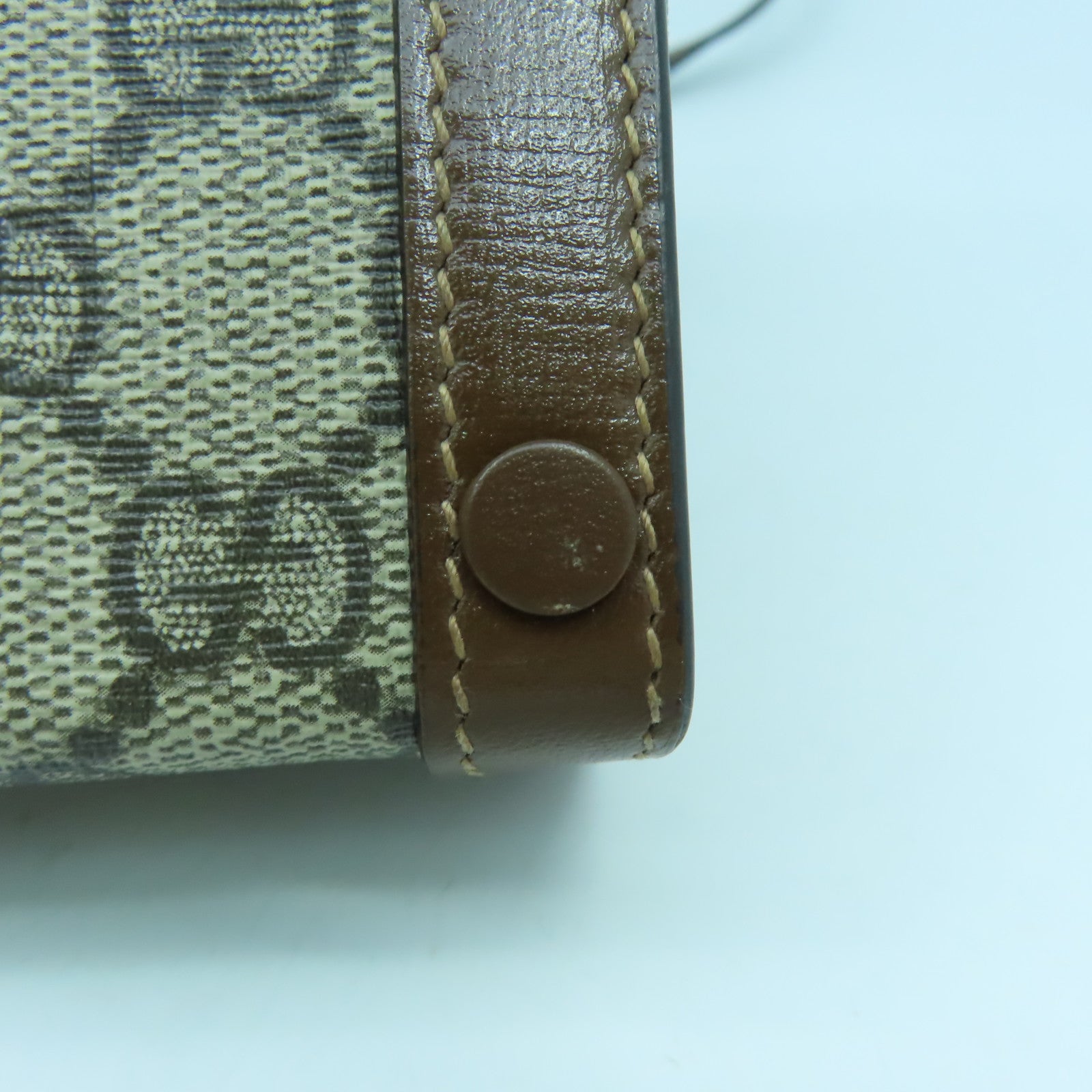 GUCCI 塗層帆布Mini Horsebit 1955金扣肩背袋啡色
