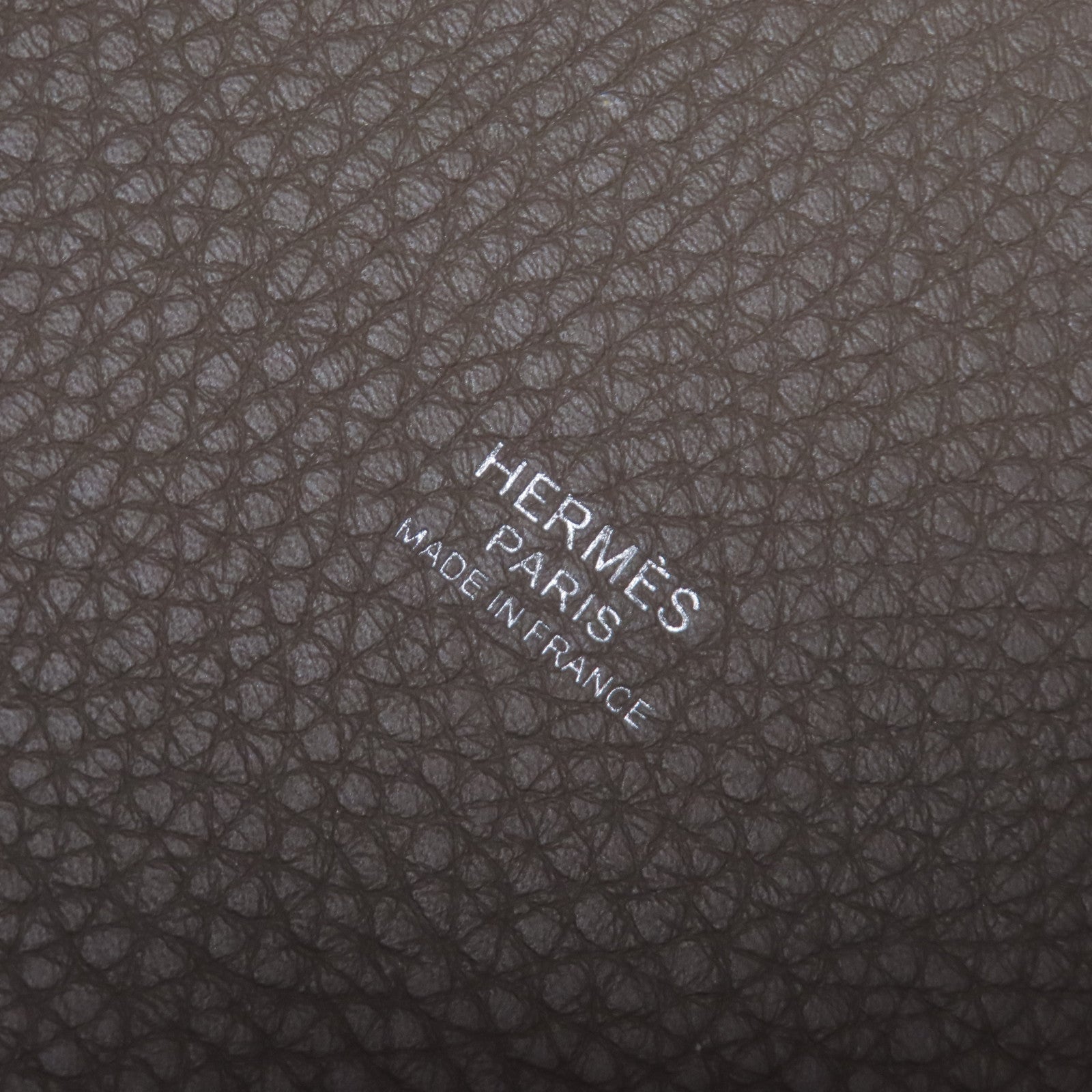 HERMES Clemence皮革Picotin MM銀扣手挽袋Etoupe/大象灰