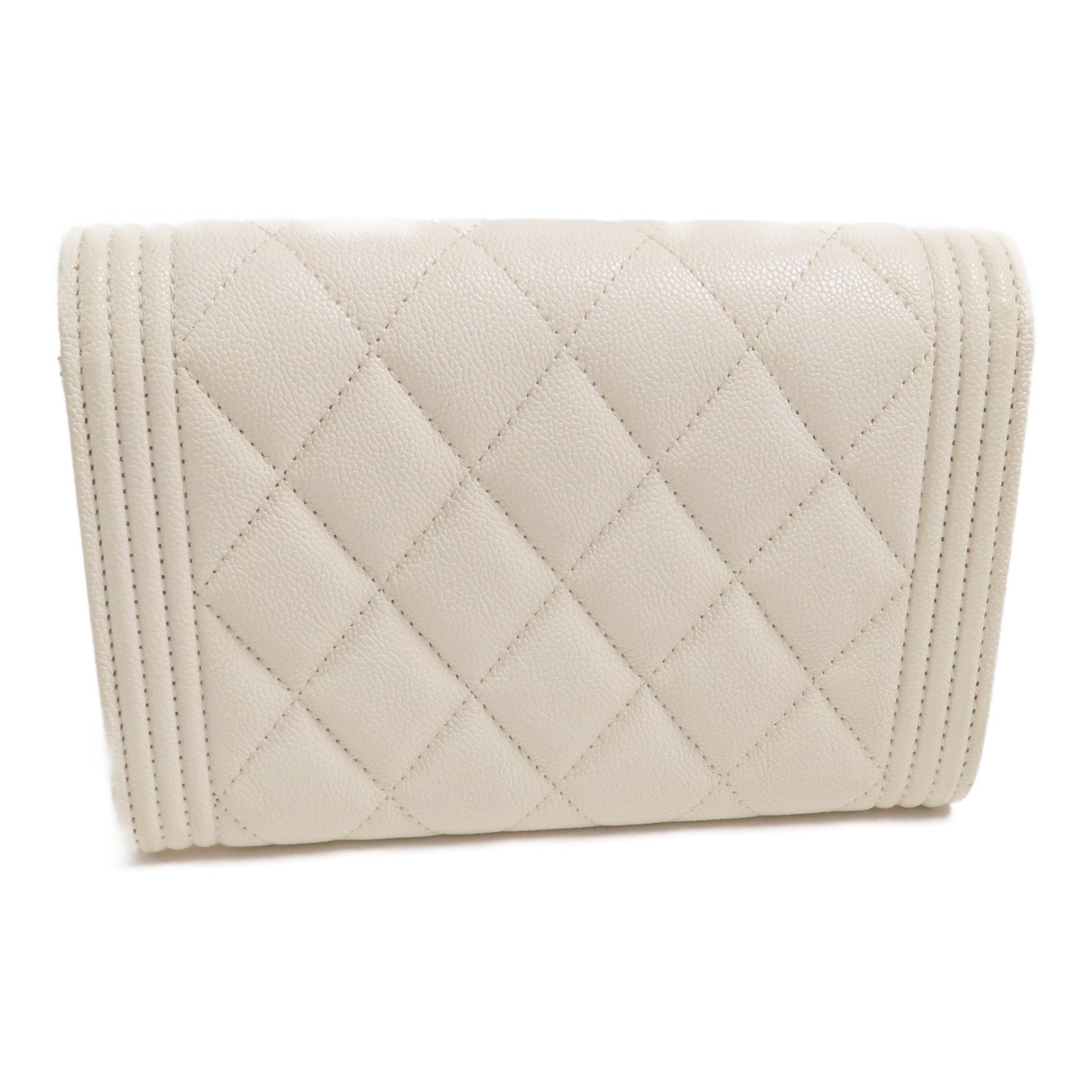 CHANEL 牛皮皮革Boy Wallet金扣錢包