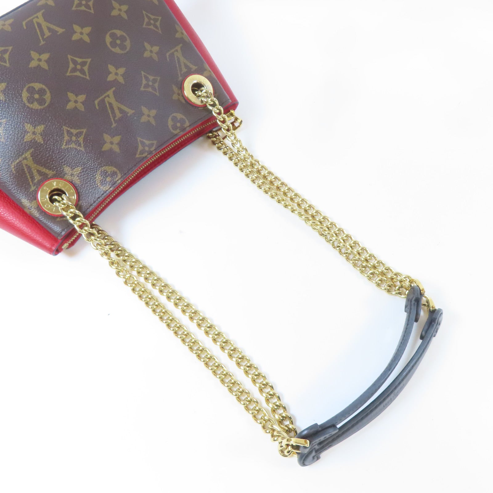 LOUIS VUITTON 【清倉大減價】Monogram Surene BB金扣肩背袋啡色/紅色