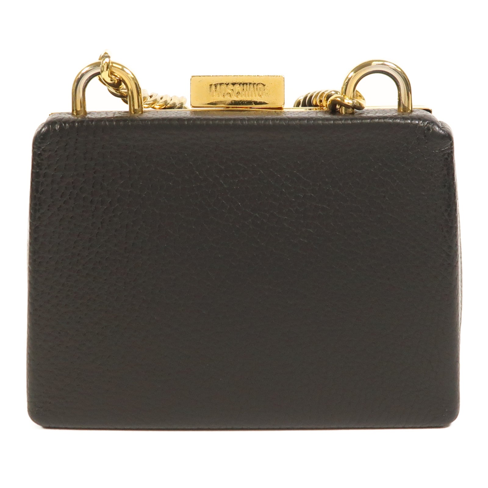 MOSCHINO 牛皮皮革Chain Shoulder金扣鏈帶肩背袋