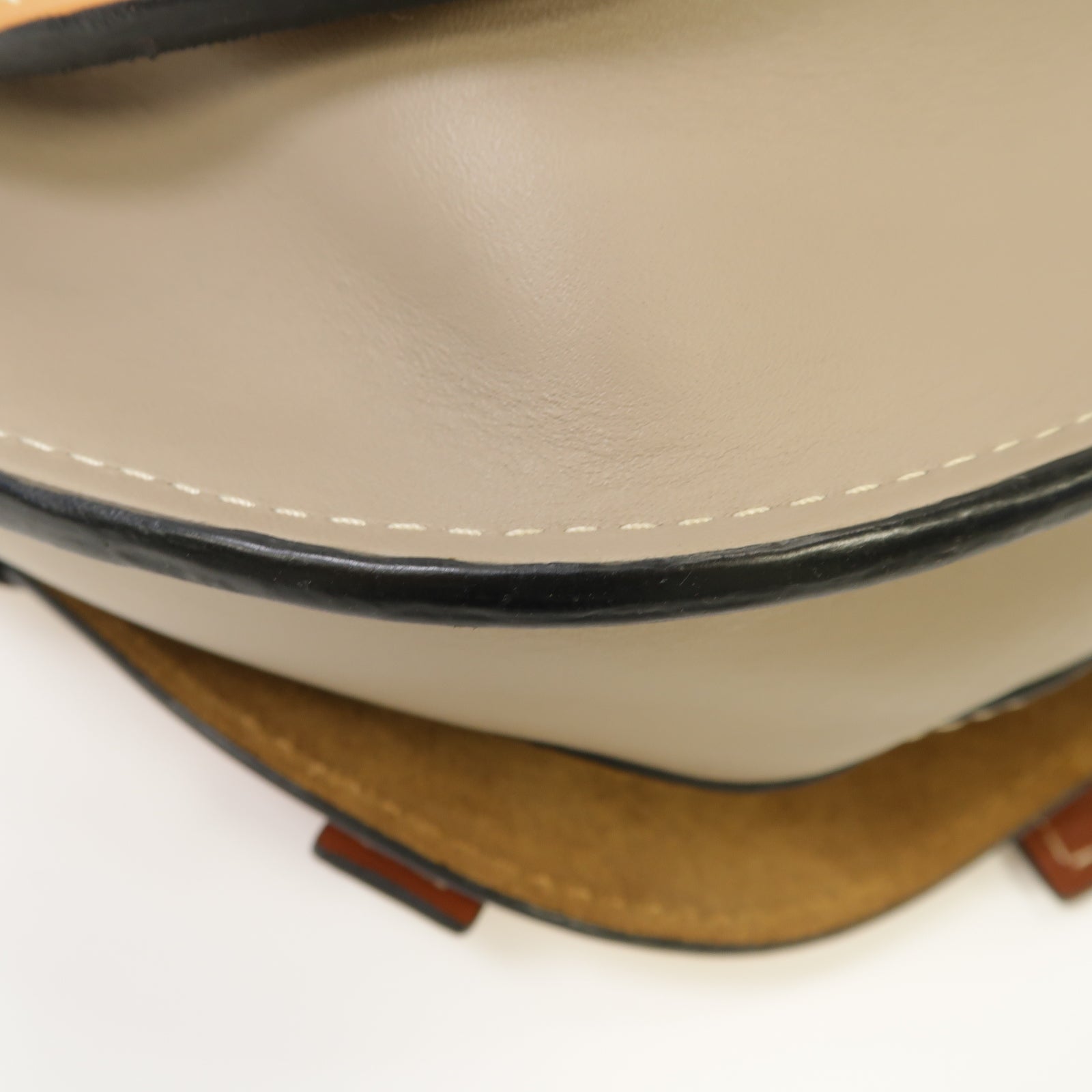 LOEWE 牛皮皮革Gate Small金扣肩背袋棕色/灰色