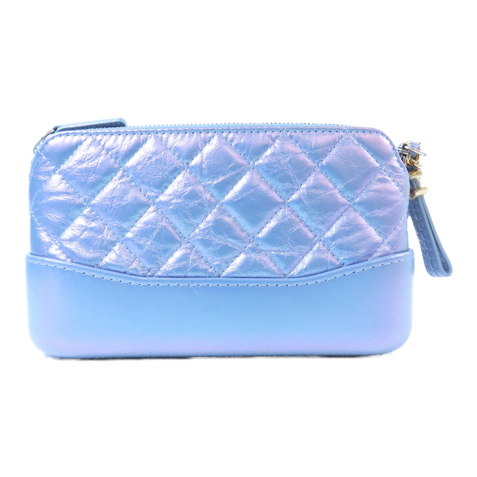 CHANEL 【激減優惠】菱格牛皮皮革Chain Shoulder金/銀扣鏈帶肩背袋藍色