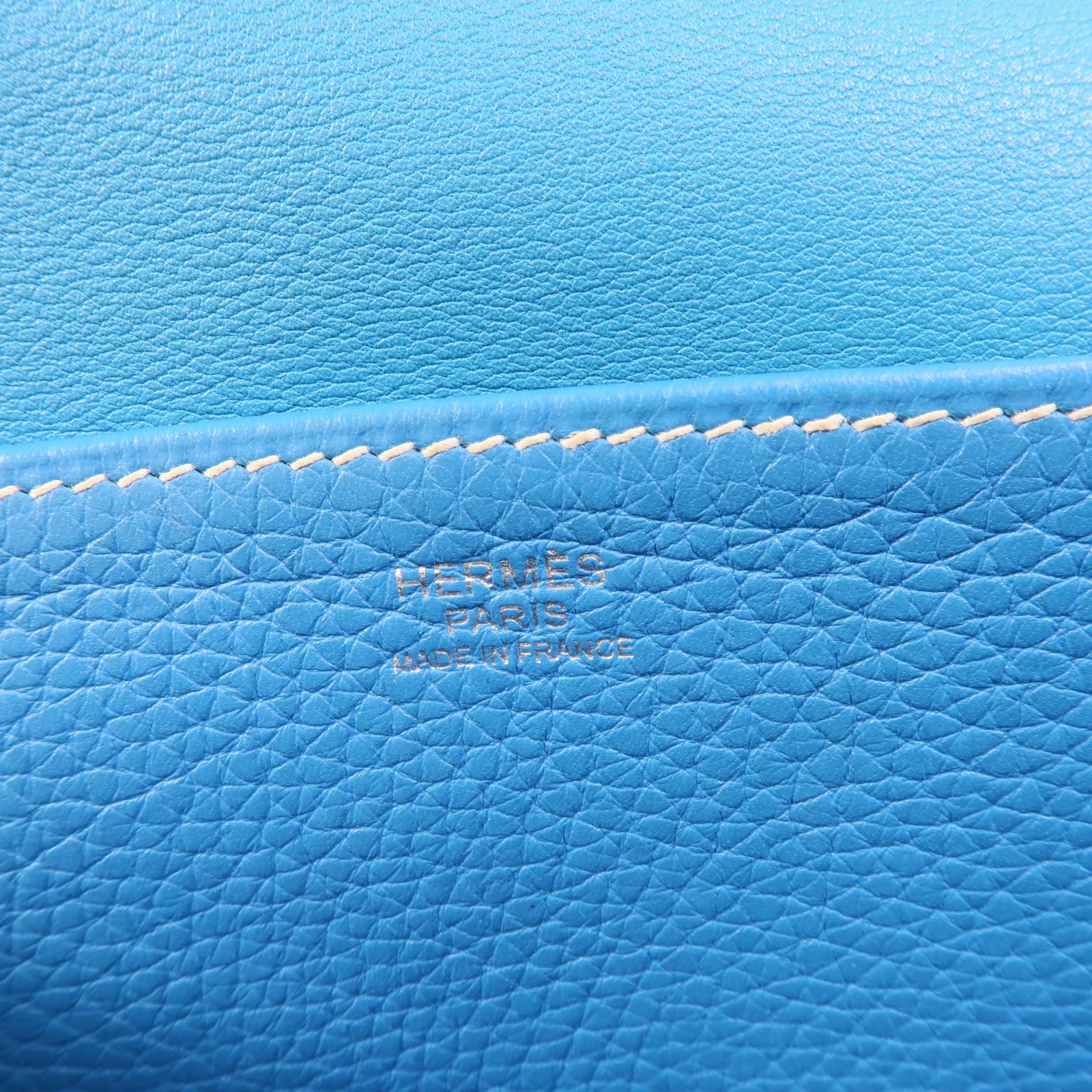 HERMES Clemence皮革Halzan 31手挽肩背兩用袋Bleu Hydra