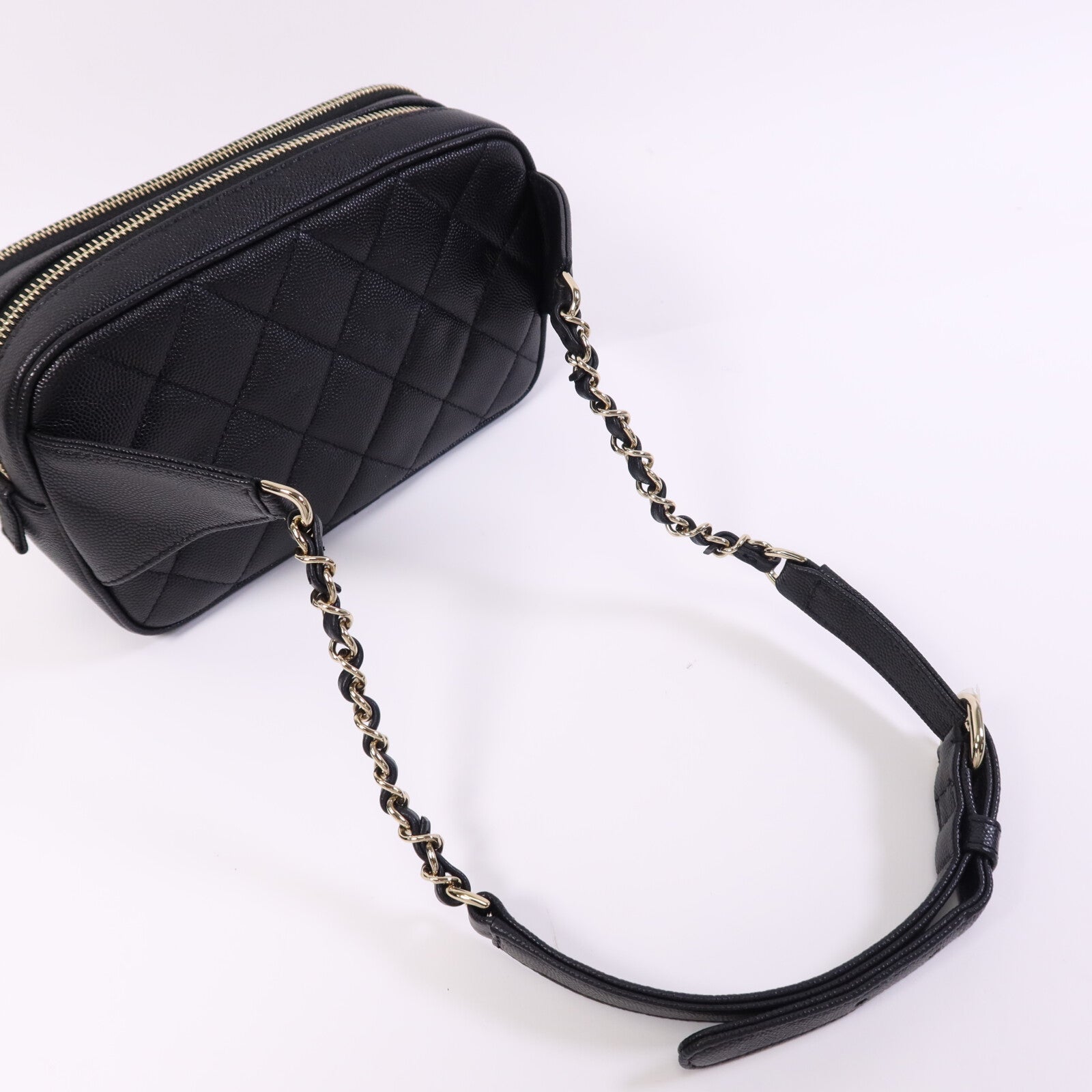 CHANEL 牛皮皮革Waist Bag金扣鏈帶腰包