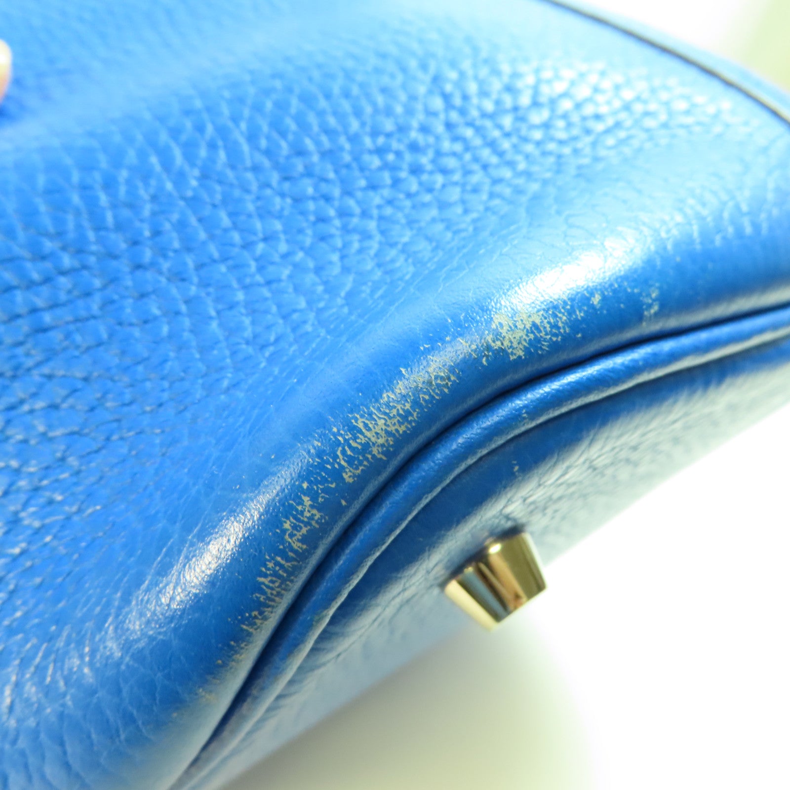 HERMES PHW Picotin MM Handbag Tote Clemence Leather Bleu Hydra