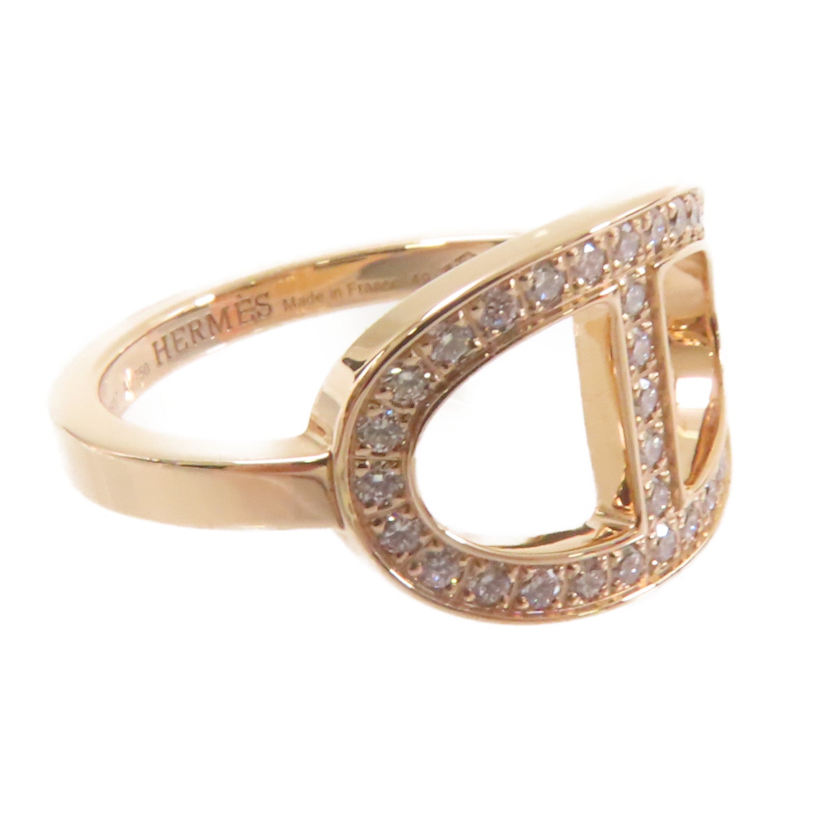 HERMES **【激減優惠】18K玫瑰金/鑽石Bague Chaine d'ancre Ring戒指#49/US#5