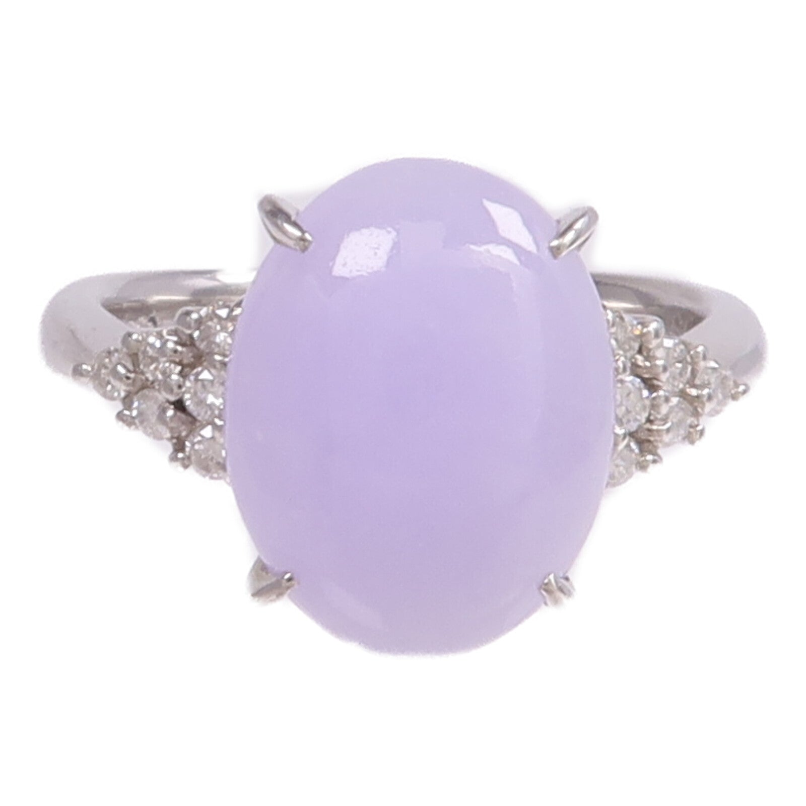 JEWELRY PT900鉑金Lavender Jade Diamond Ring薰衣草翡翠/鑽石戒指US#6.75