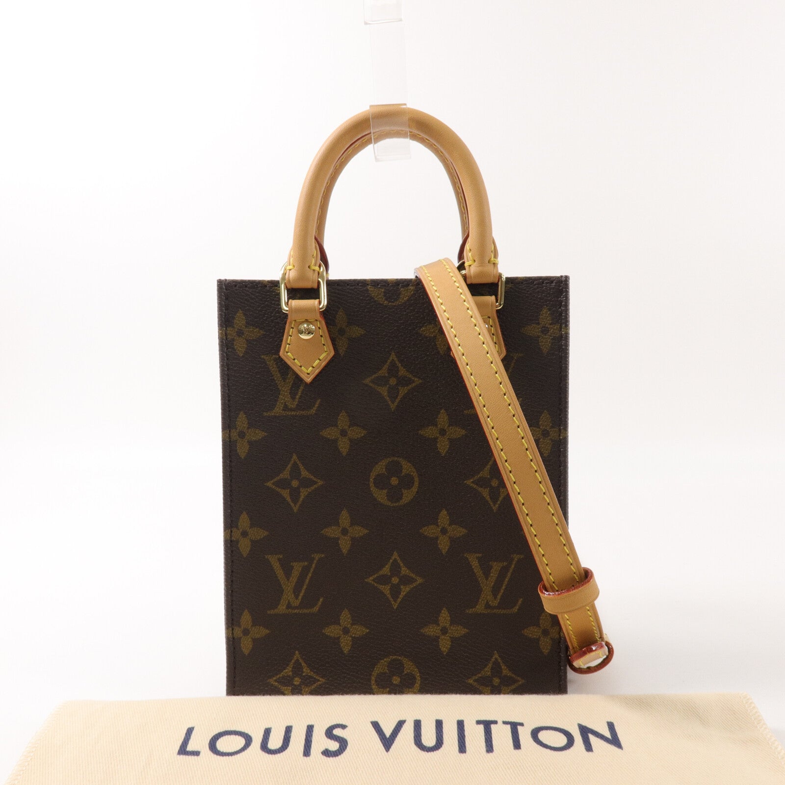LOUIS VUITTON Monogram Petit Sac Plat手挽肩背兩用袋