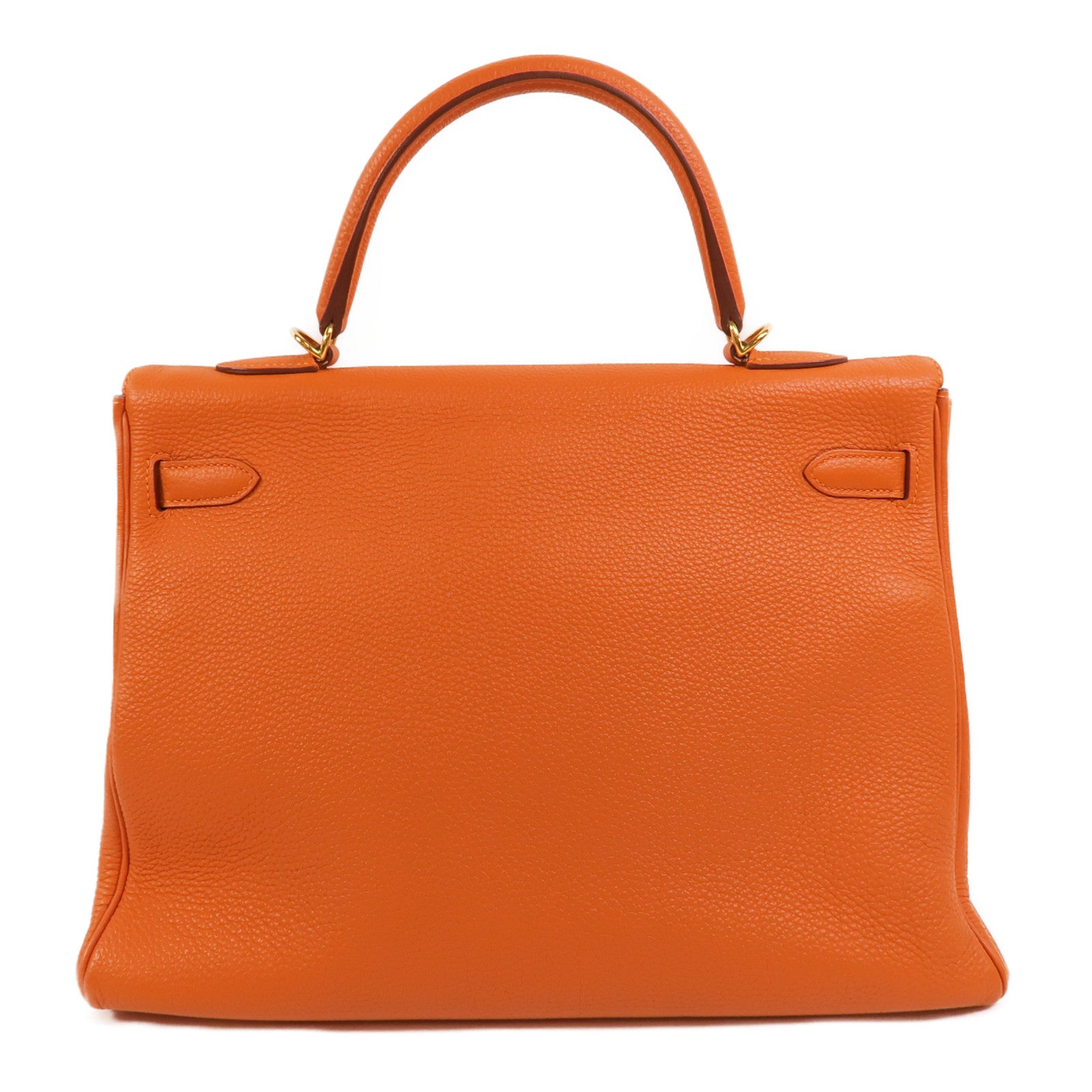 HERMES Clemence皮革Kelly 35手挽肩背兩用袋Orange