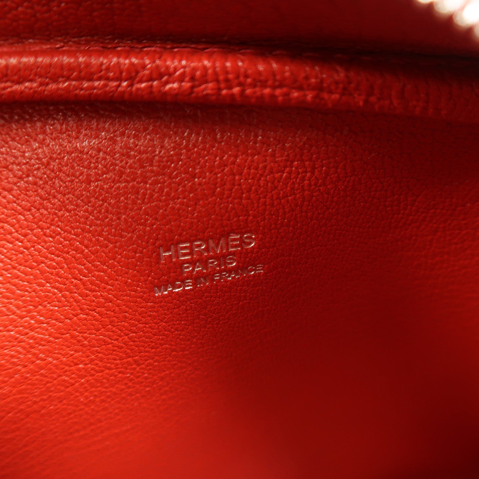 HERMES Chevre皮革Mini Plume手挽袋Rouge Garance