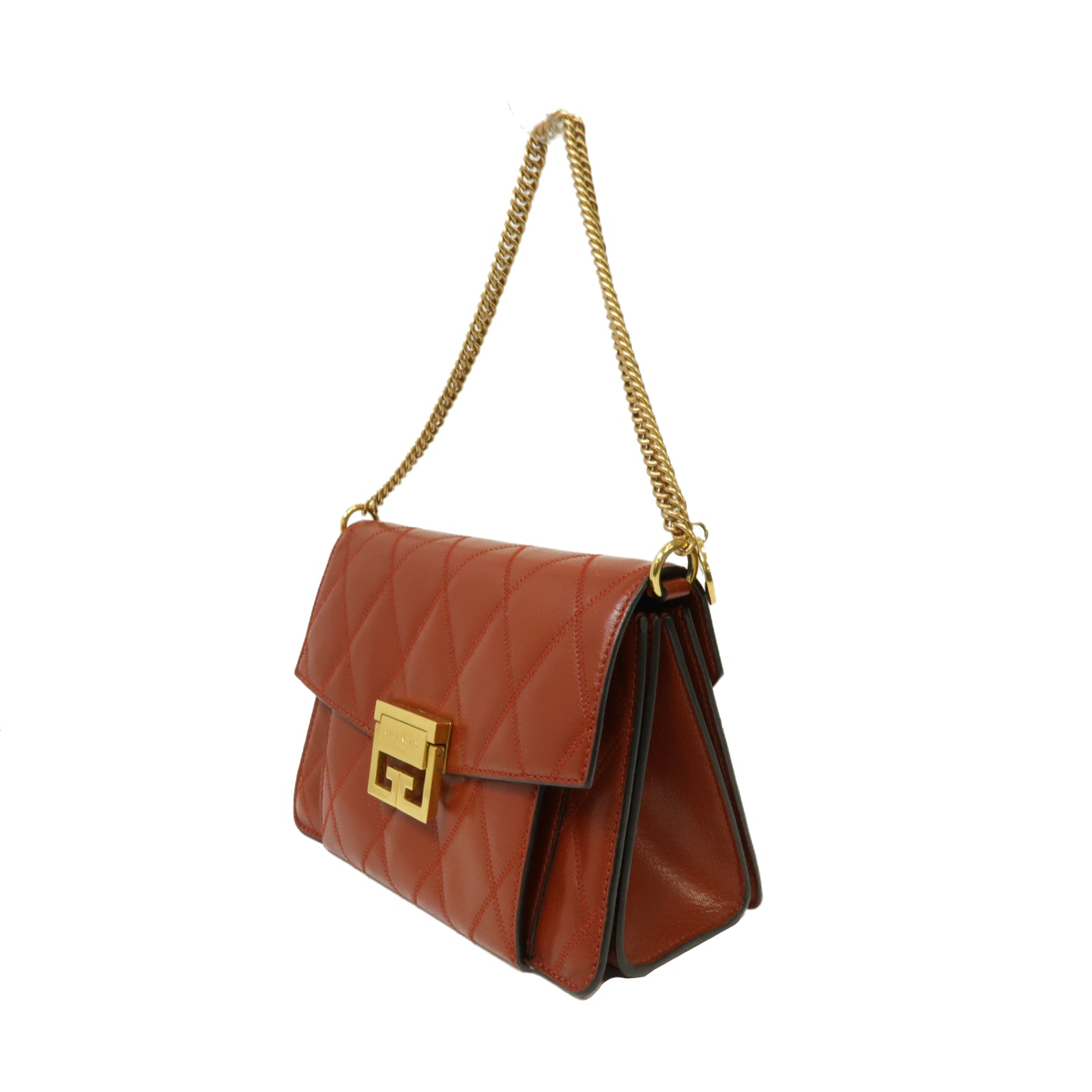GIVENCHY 牛皮皮革Shoulder Bag金扣手挽肩背兩用袋紅色