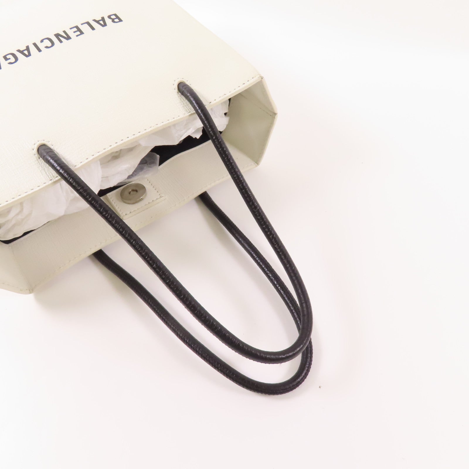 BALENCIAGA SHW Shopping Tote XXS 2 Way Shoulder Bag 597858 Leather White