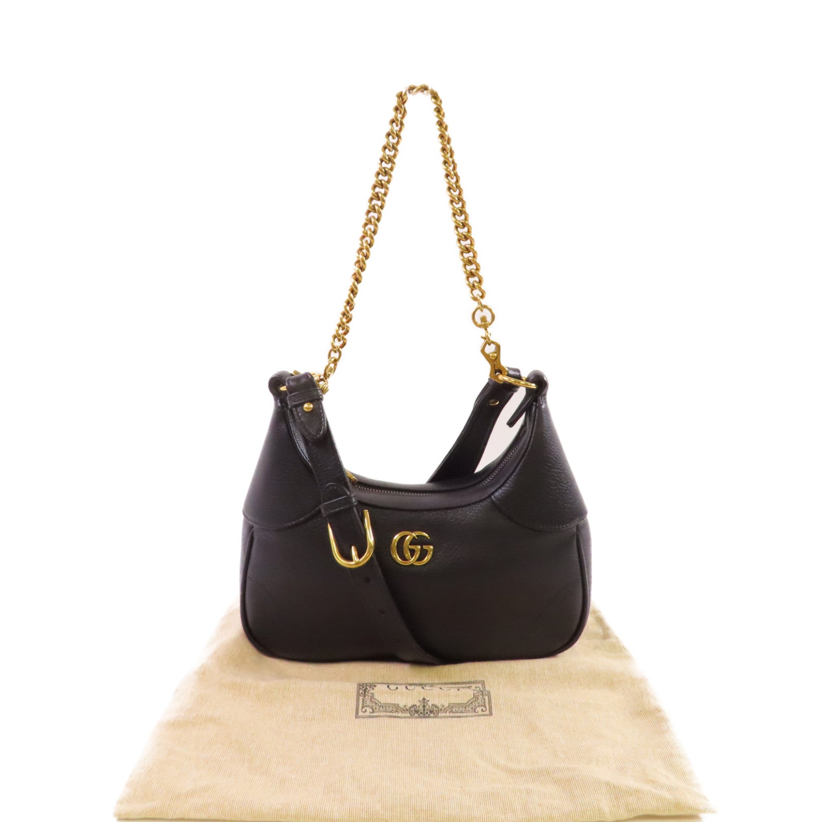 GUCCI 牛皮皮革Aphrodite Shoulder Bag金扣肩背袋黑色
