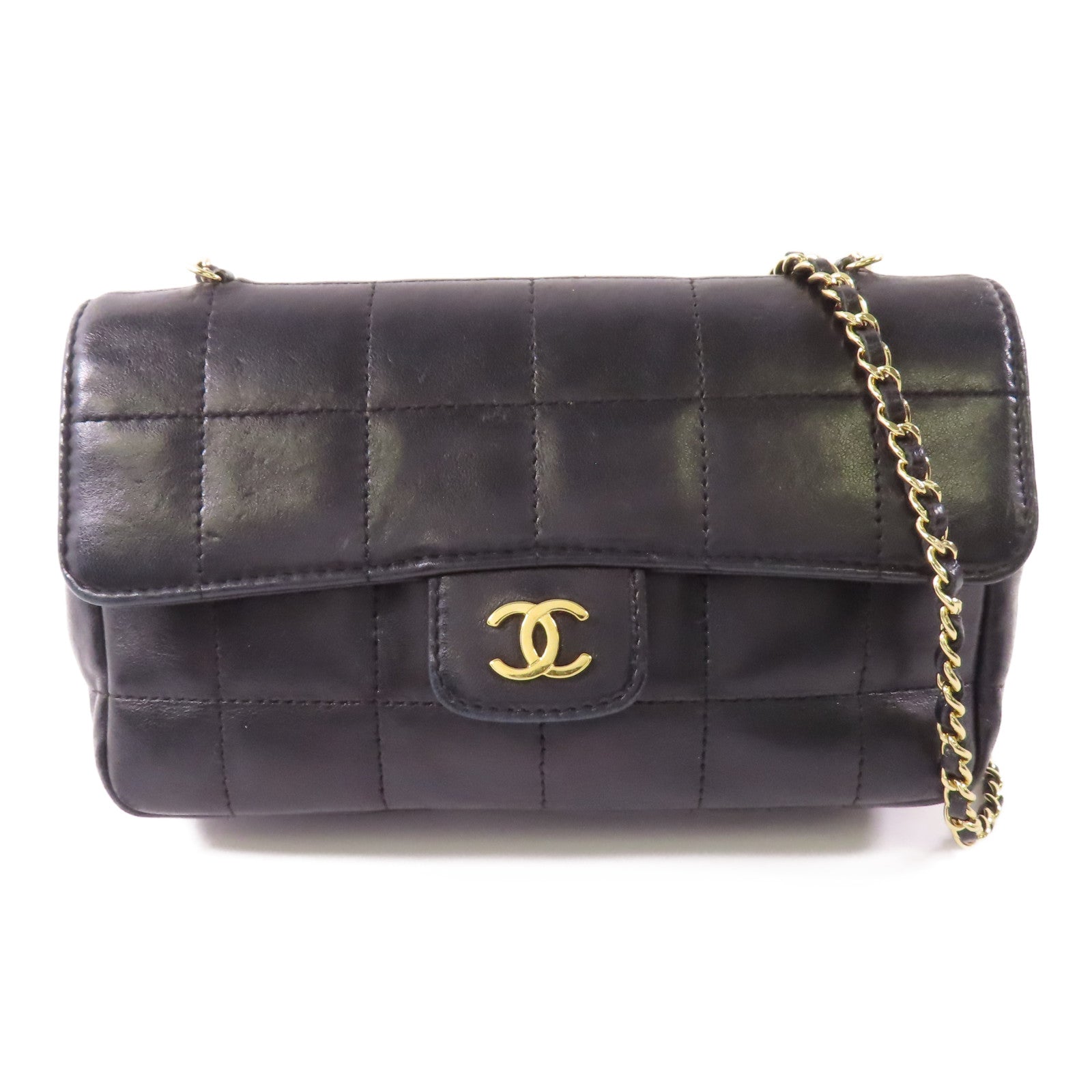 CHANEL 牛皮皮革Chain Shoulder金扣鏈帶肩背袋