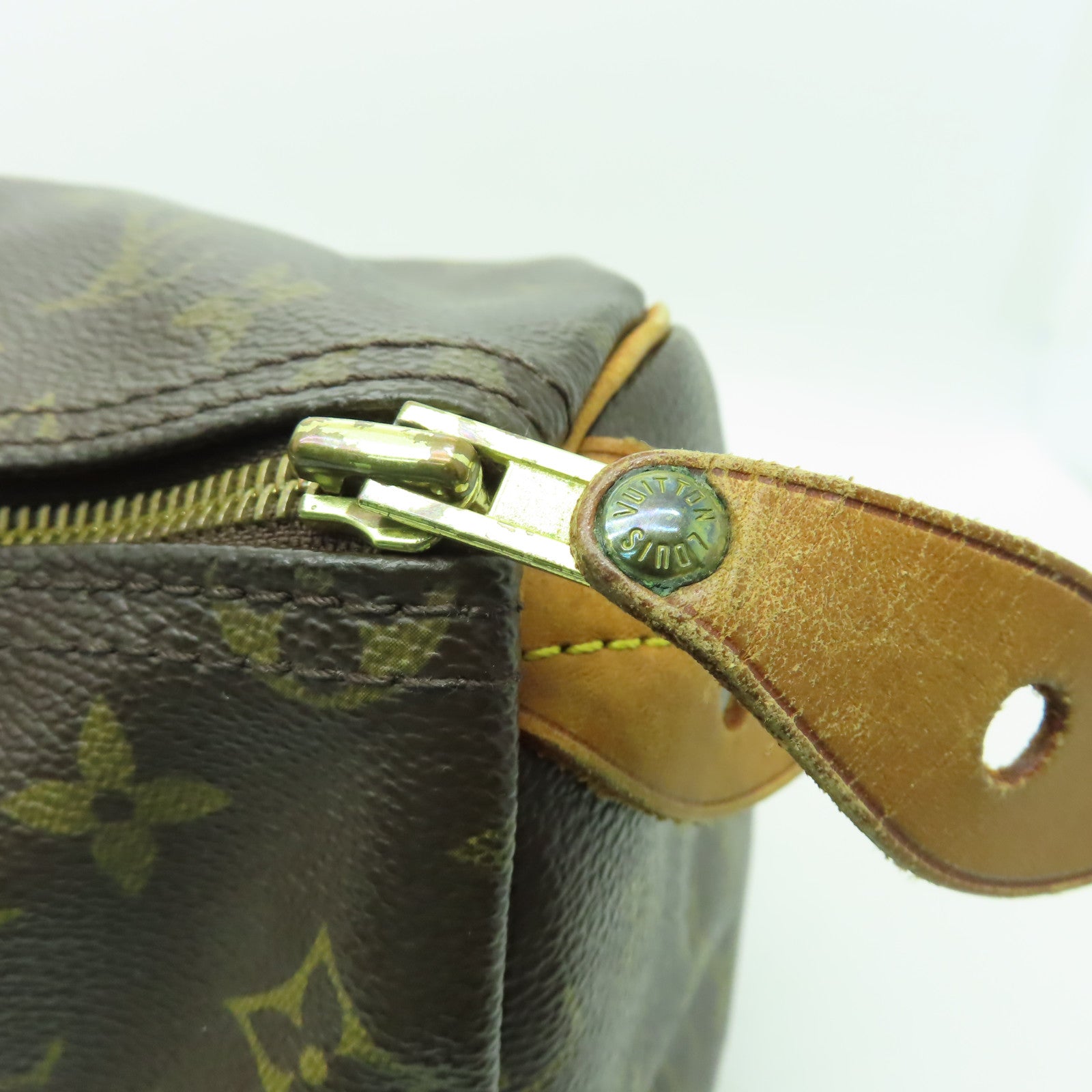 LOUIS VUITTON 【清倉大減價】Monogram Speedy 35金扣手挽袋棕色